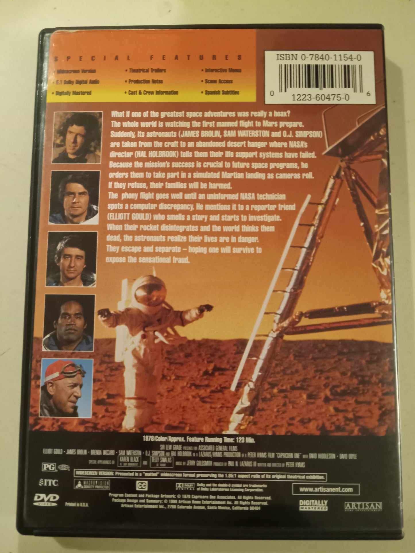 Capricorn One, DVD Movie, O.J. Simpson Widescreen, Rated PG, USED