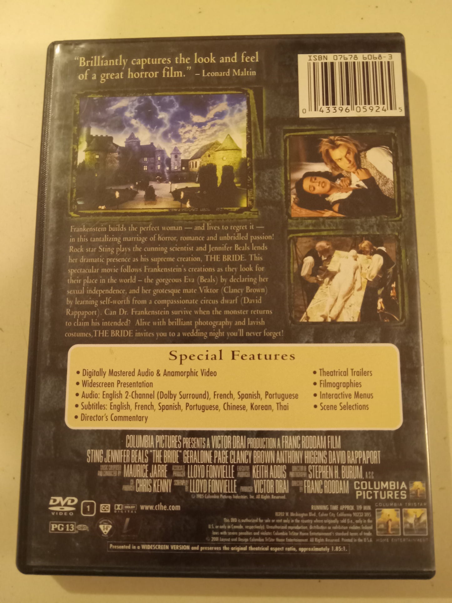 The Bride, DVD Movie, Sting Widescreen, Rated PG-13, USED