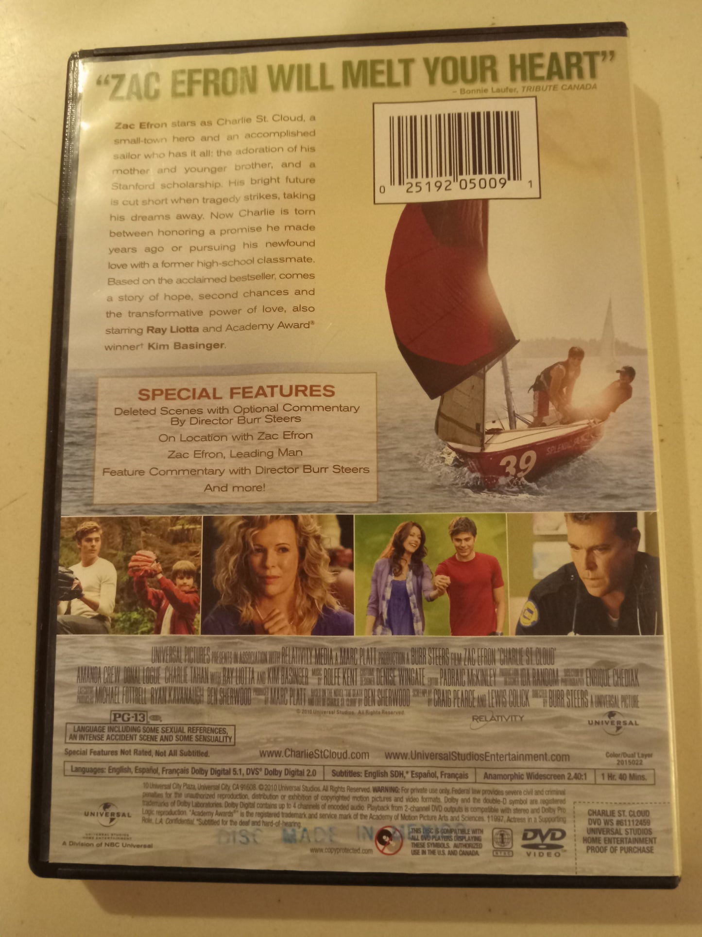 Charlie ST. Cloud, DVD Movie, Zac Efron Widescreen, Rated PG-13, USED
