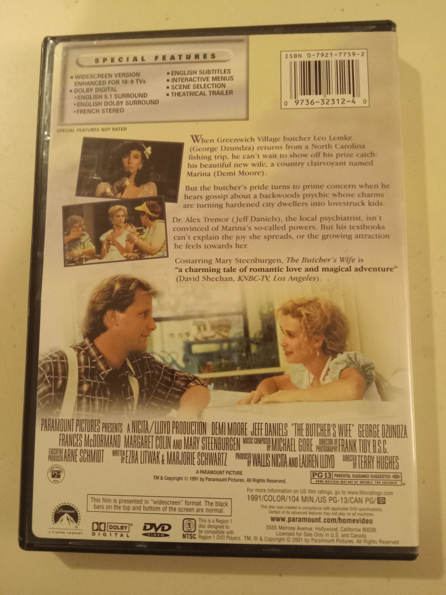 The Butcher's Wife, DVD Movie, Demi Moore Widescreen, Rated PG-13, USED