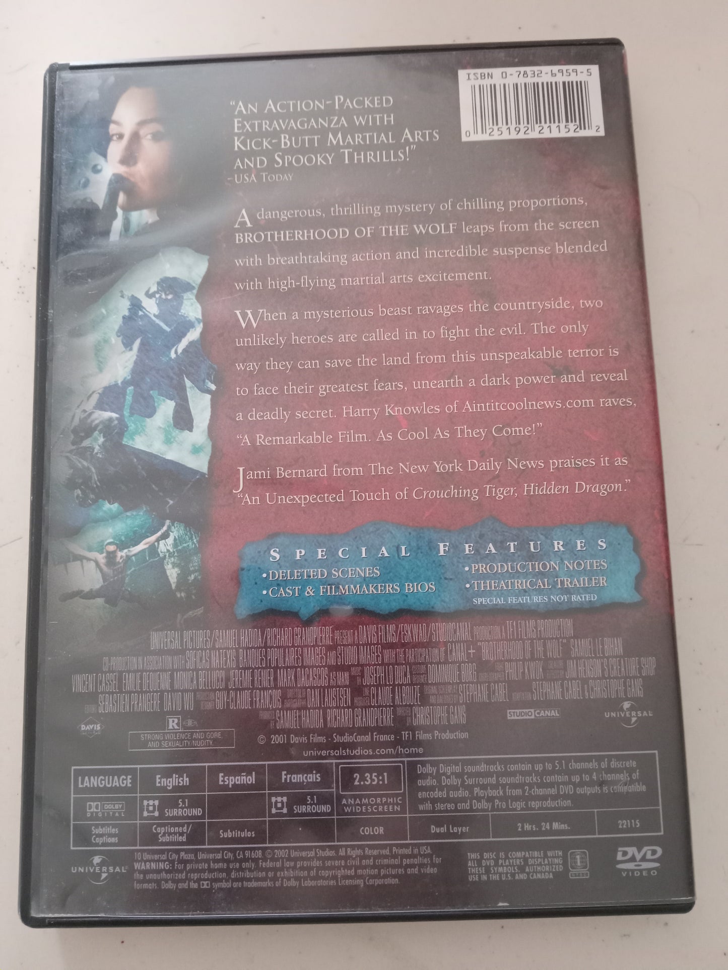 Brotherhood Of The Wolf, DVD Movie, Vincent Cassel Widescreen, Rated R, USED