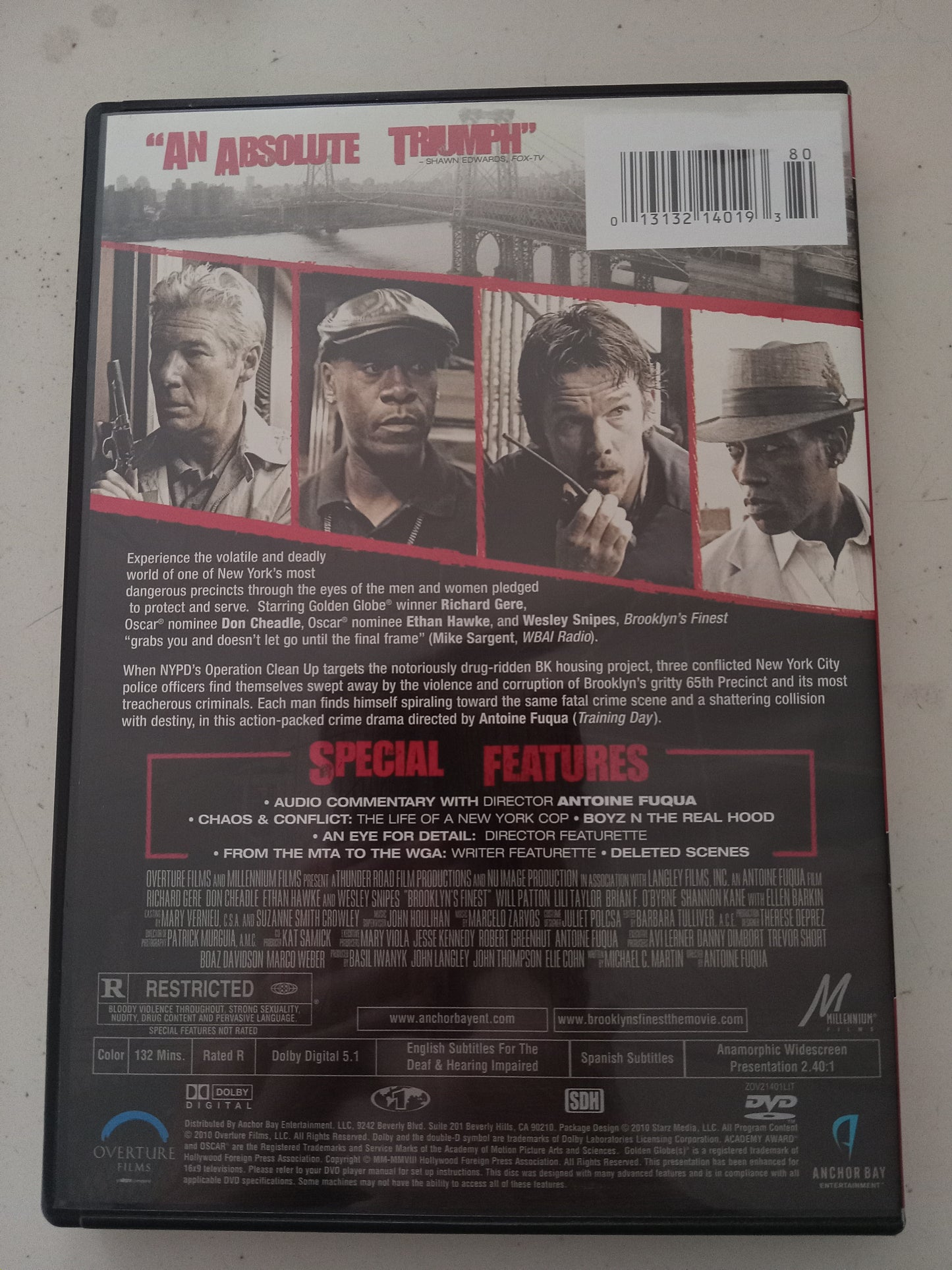 Brooklyn's Finest, DVD Movie, Richard Gere Widescreen, Rated R, USED