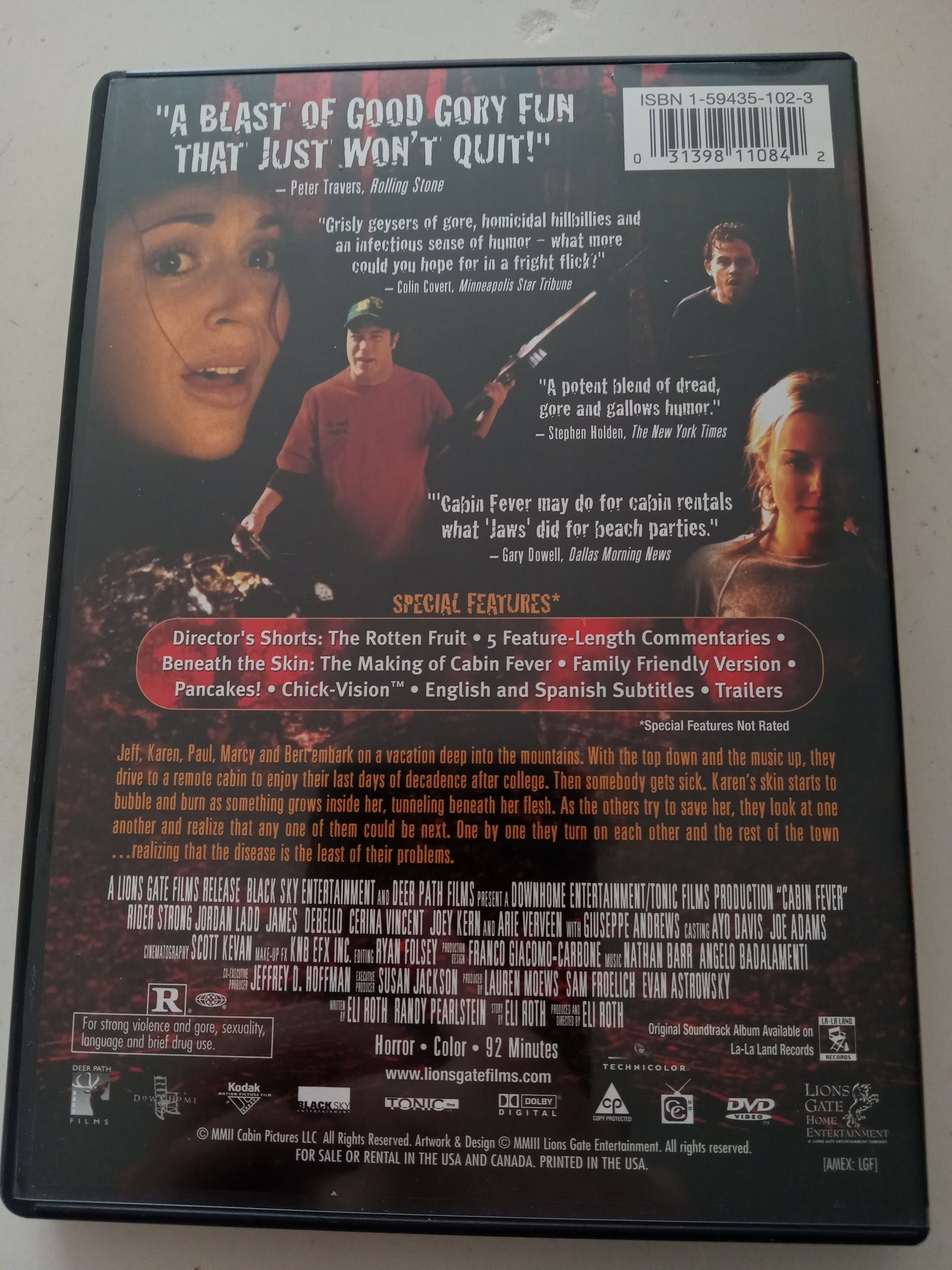 Cabin Fever, DVD Movie, Rider Strong Widescreen, Rated R, USED