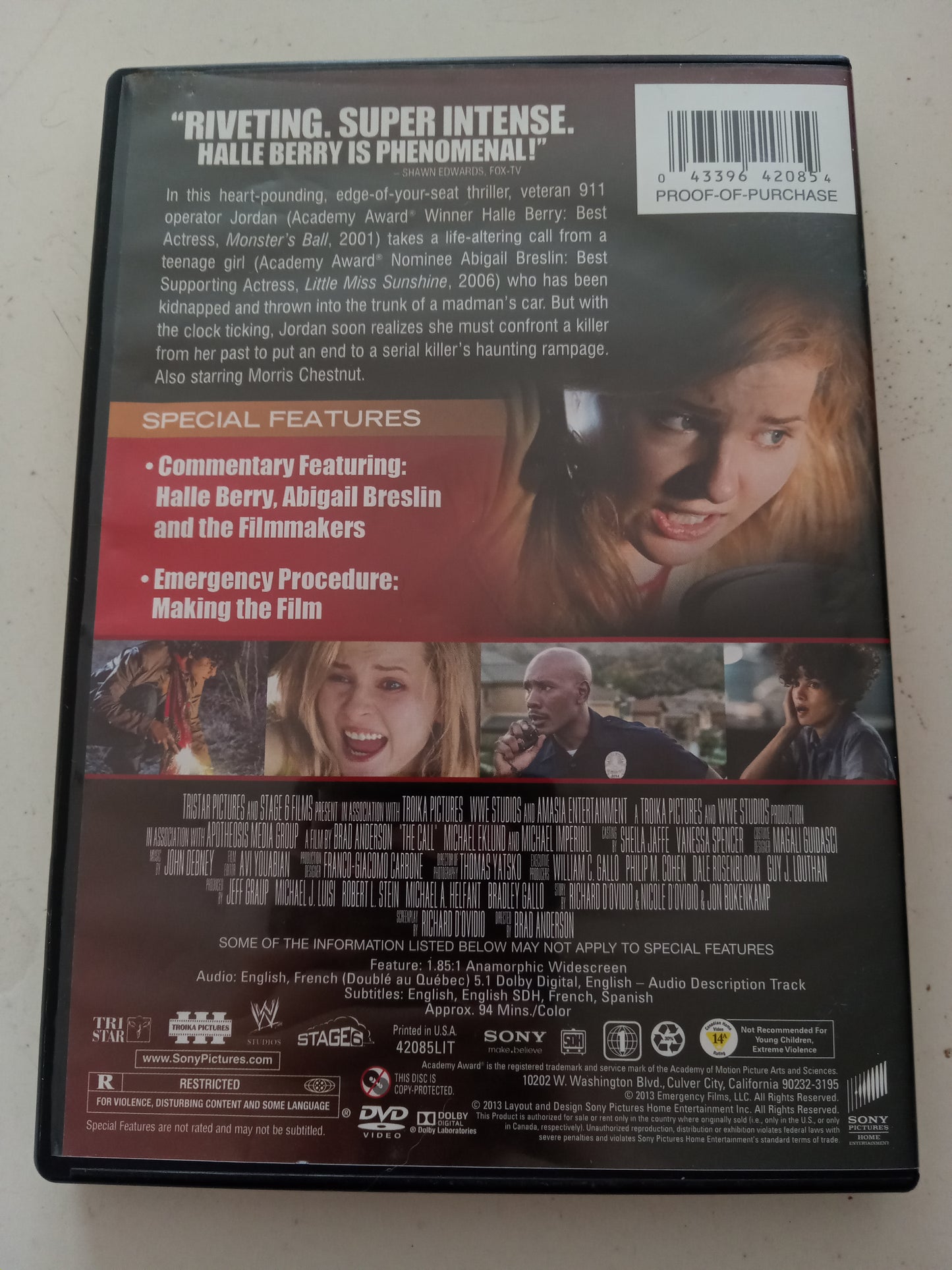 The Call, DVD Movie, Halle Berry Widescreen, Rated R, USED