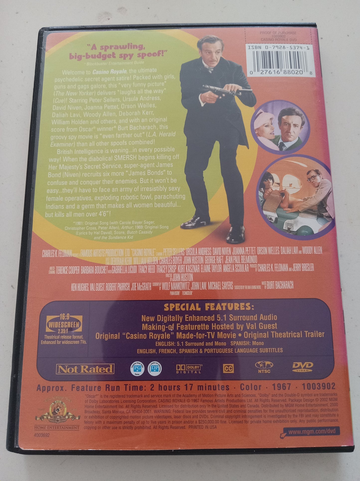 Casino Royale, (Spy Spoof) DVD Movie, Peter Sellers Widescreen, Not-Rated, USED