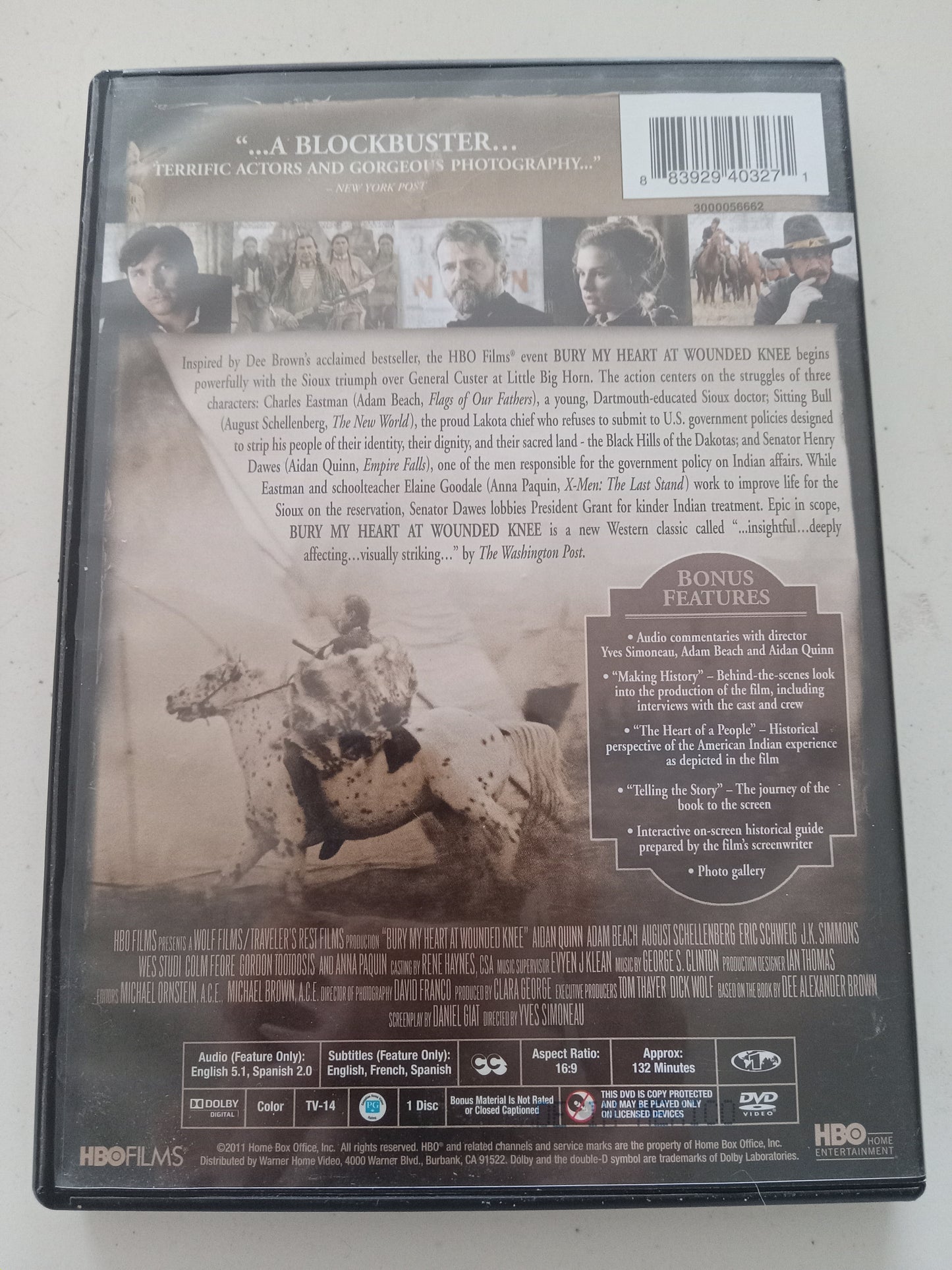 Bury My Heart At Wounded Knee, DVD Movie, Aidan Quinn Widescreen, Not-Rated, USED