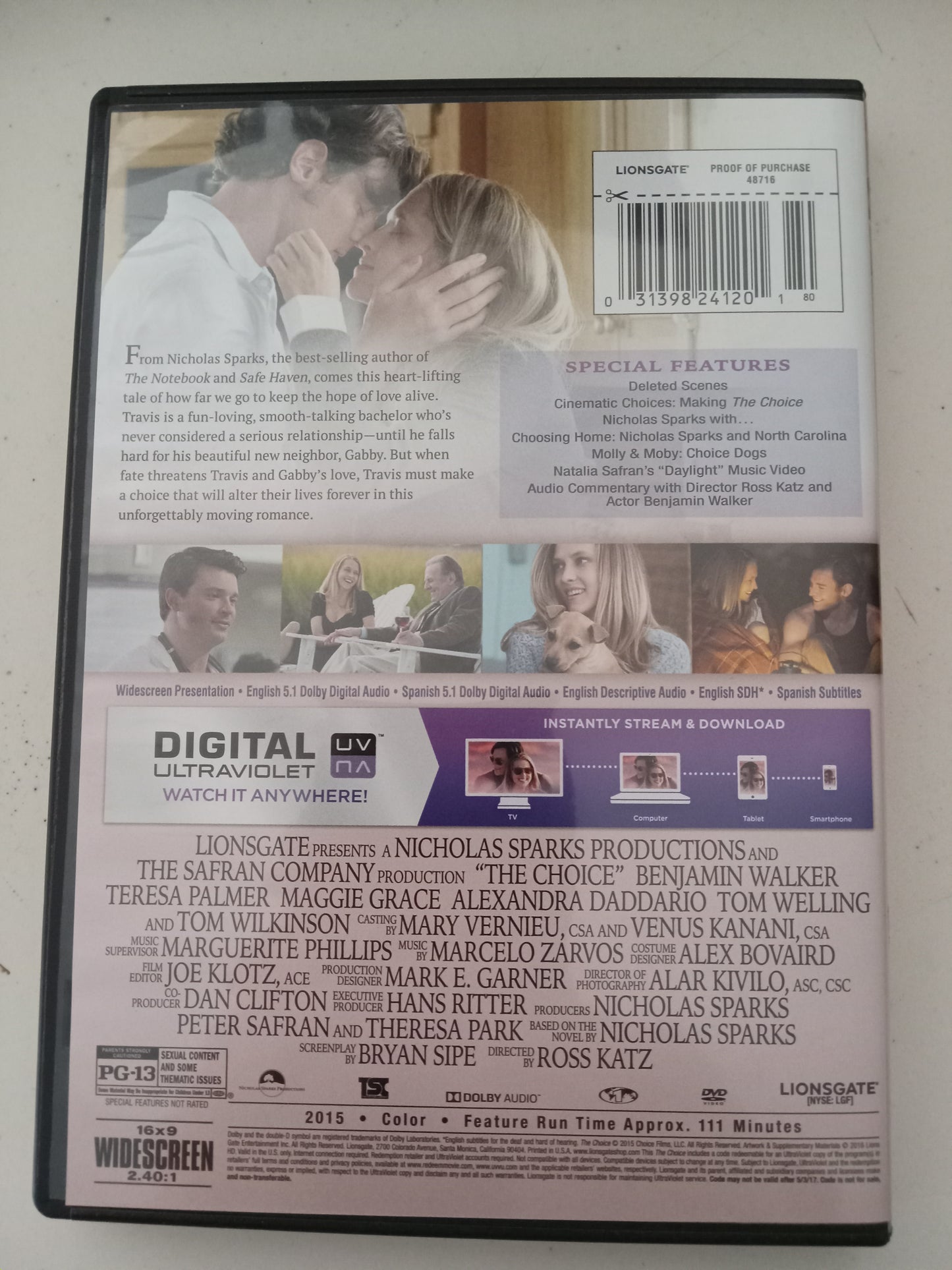 The Choice, DVD Movie, Benjamin Walker Widescreen, Rated PG-13, NEW/USED
