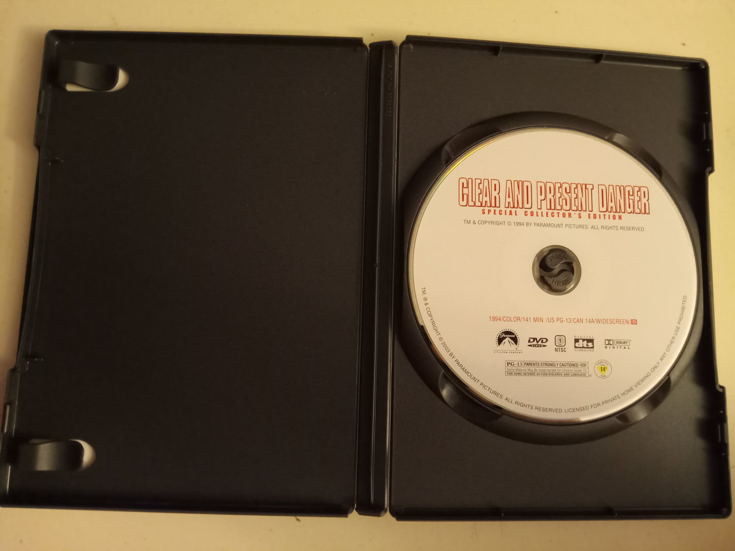 Clear And Present Danger, Special Collector's Ed. DVD Movie, Harrison Ford Widescreen, Rated PG-13, USED