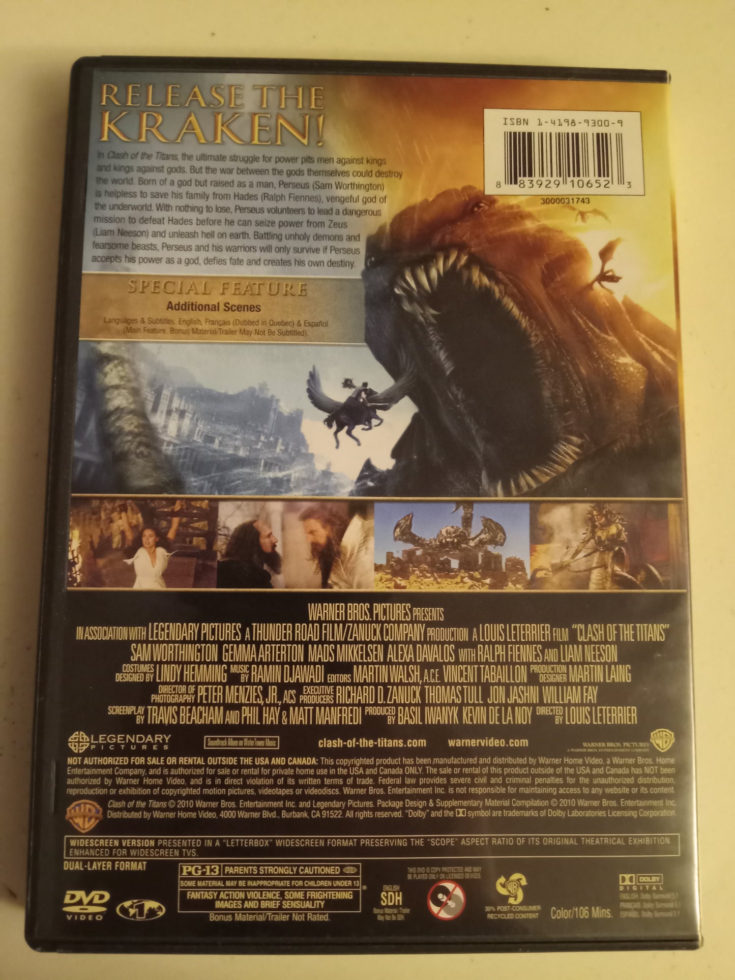 Clash Of The Titans, DVD Movie, Sam Worthington Widescreen, Rated PG-13, USED