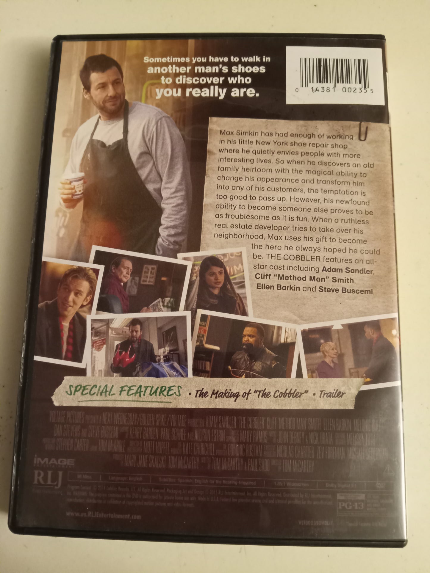 The Cobbler, DVD Movie, Adam Sandler Widescreen, Rated PG-13, USED