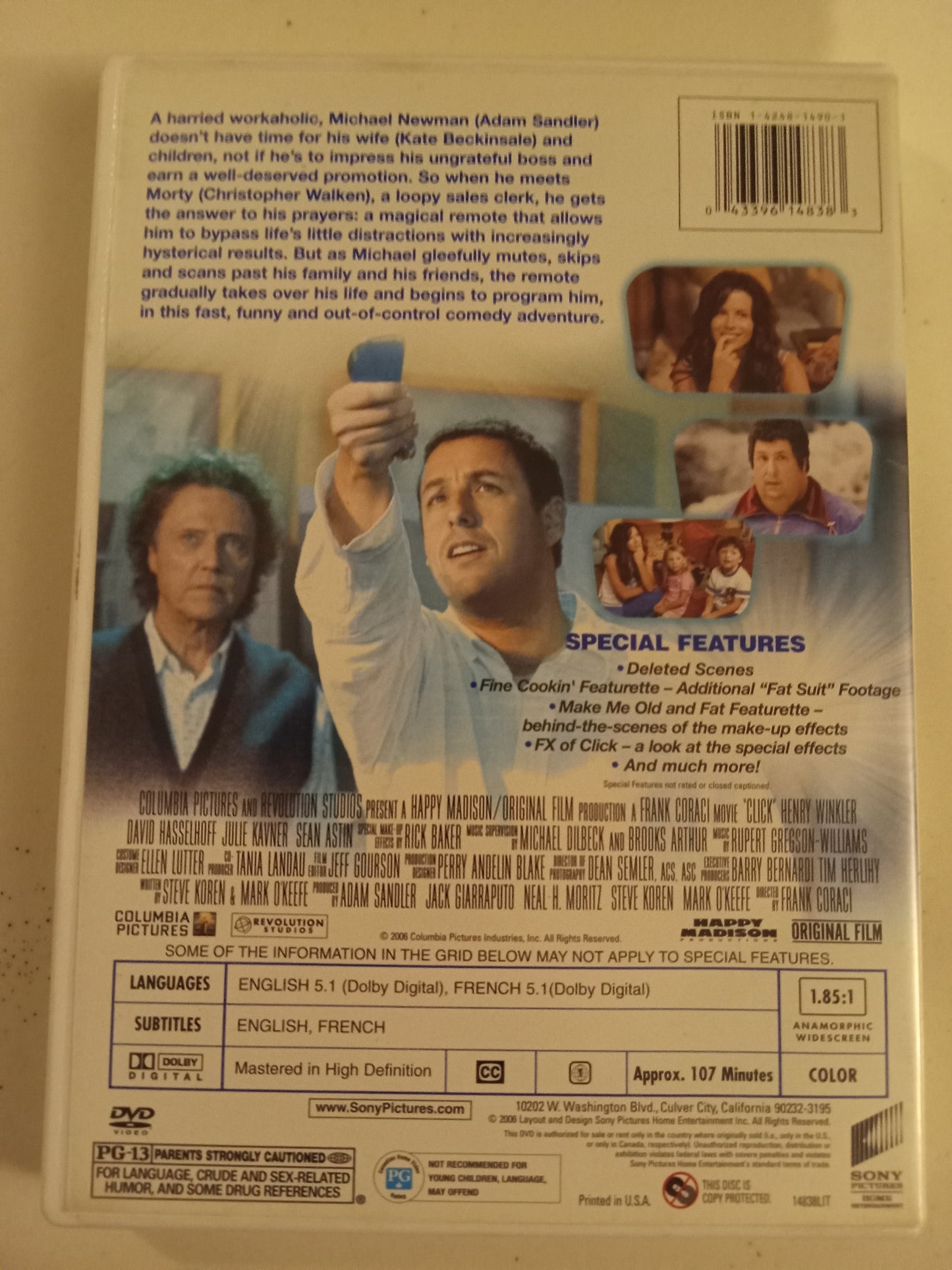 Click, DVD Movie, Adam Sandler Widescreen, Rated PG-13, USED