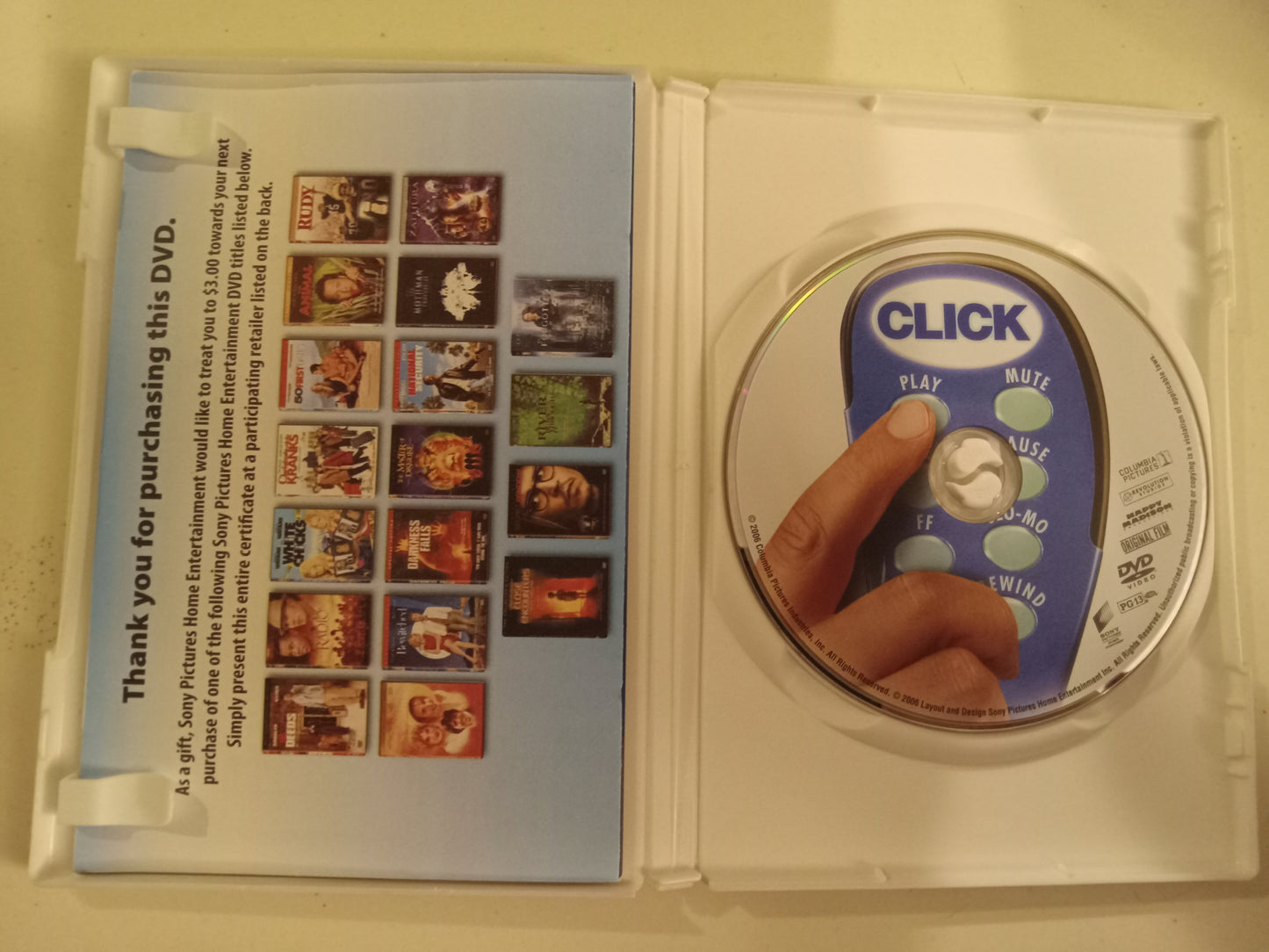 Click, DVD Movie, Adam Sandler Widescreen, Rated PG-13, USED