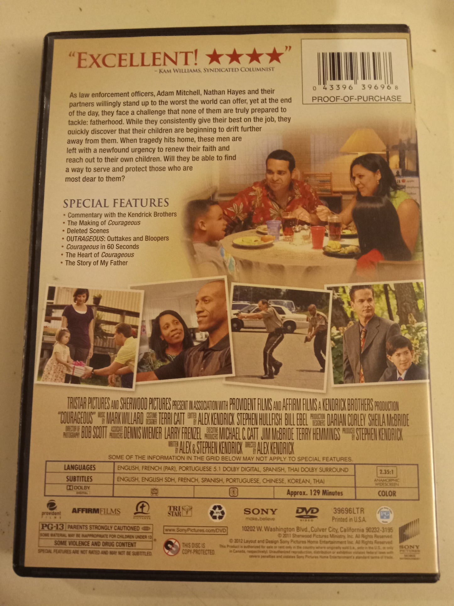 Courageous, Honor Begins At Home DVD Movie, Widescreen, Rated PG-13, NEW/USED