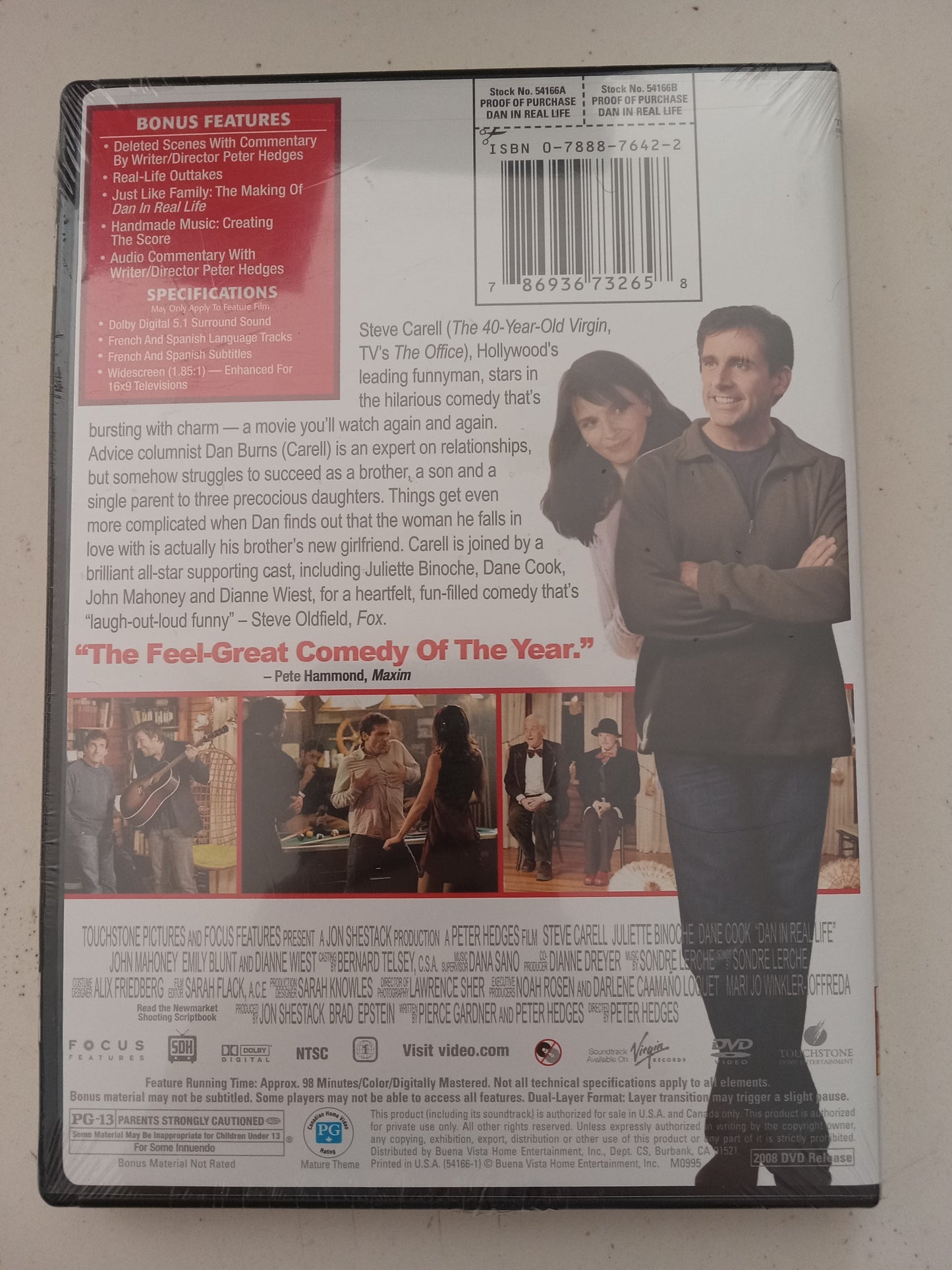 Dan In Real Life, DVD Movie, Steve Carell Widescreen, Rated PG-13, USED,  NEW