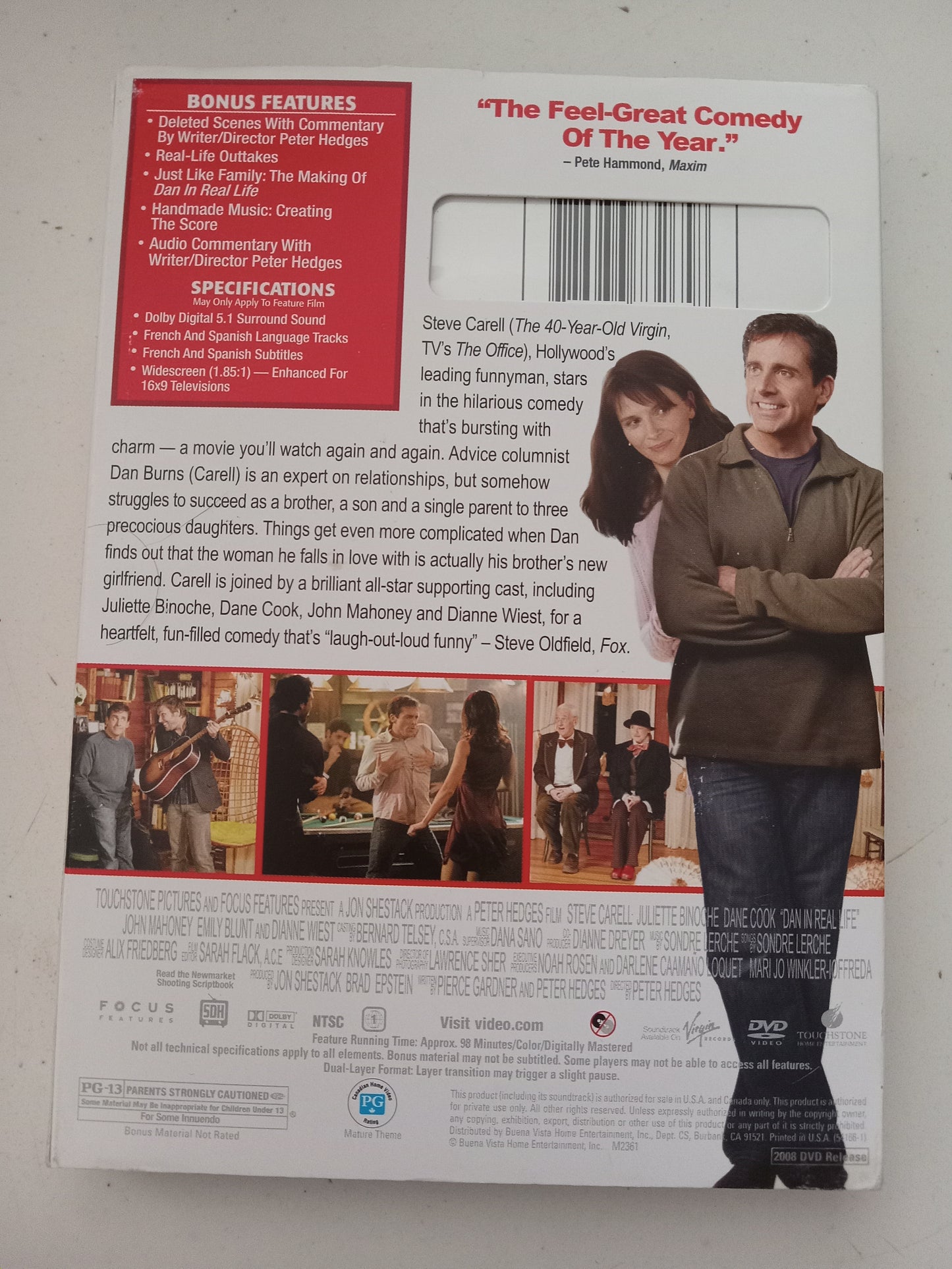 Dan In Real Life, DVD Movie, Steve Carell Widescreen, Rated PG-13, USED,  NEW