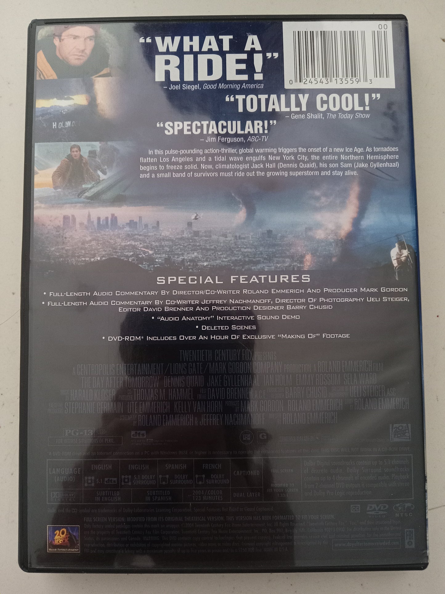 The Day After Tomorrow, DVD Movie, Dennis Quaid Fullscreen, Rated PG-13, USED