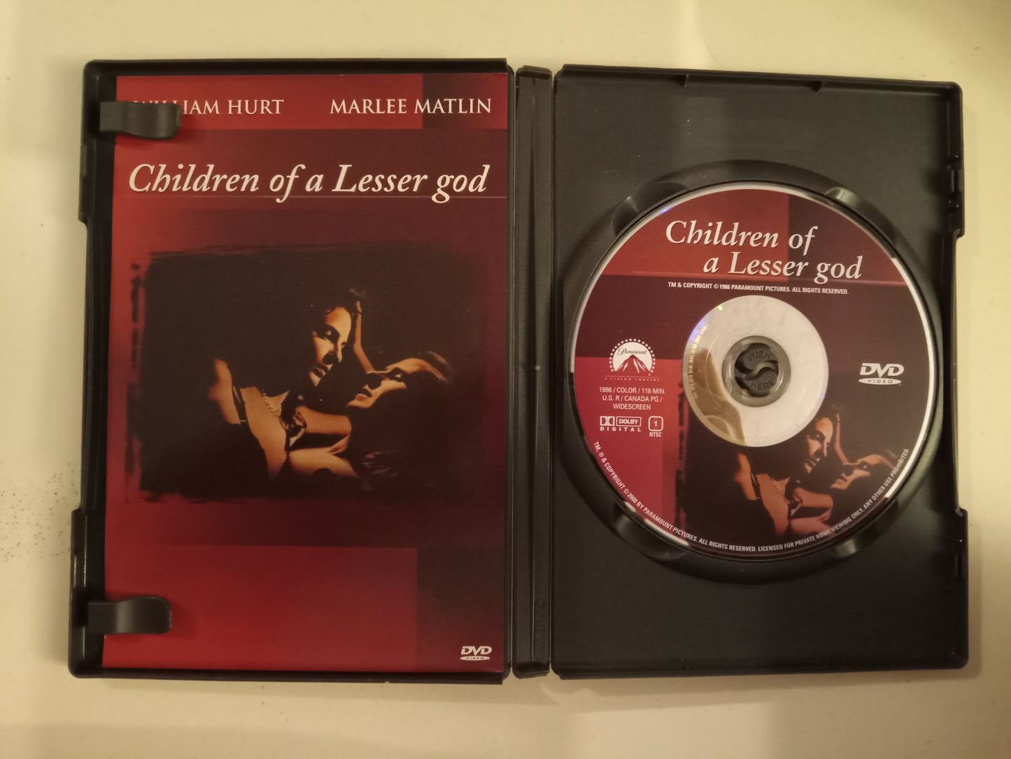 Children Of A Lesser God, DVD Movie, William Hurt Widescreen, Rated R, USED
