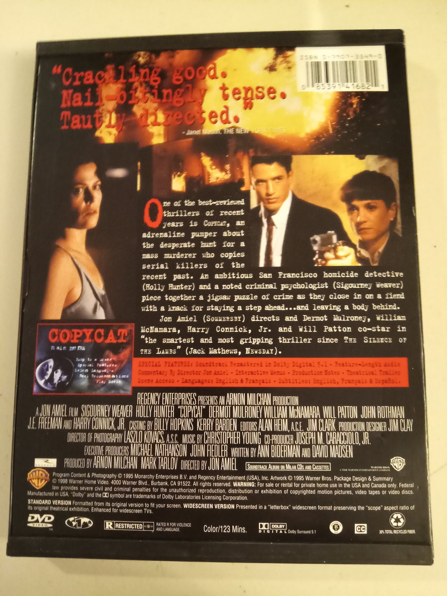Copycat, DVD Movie, Holly Hunter Widescreen, Rated R, USED