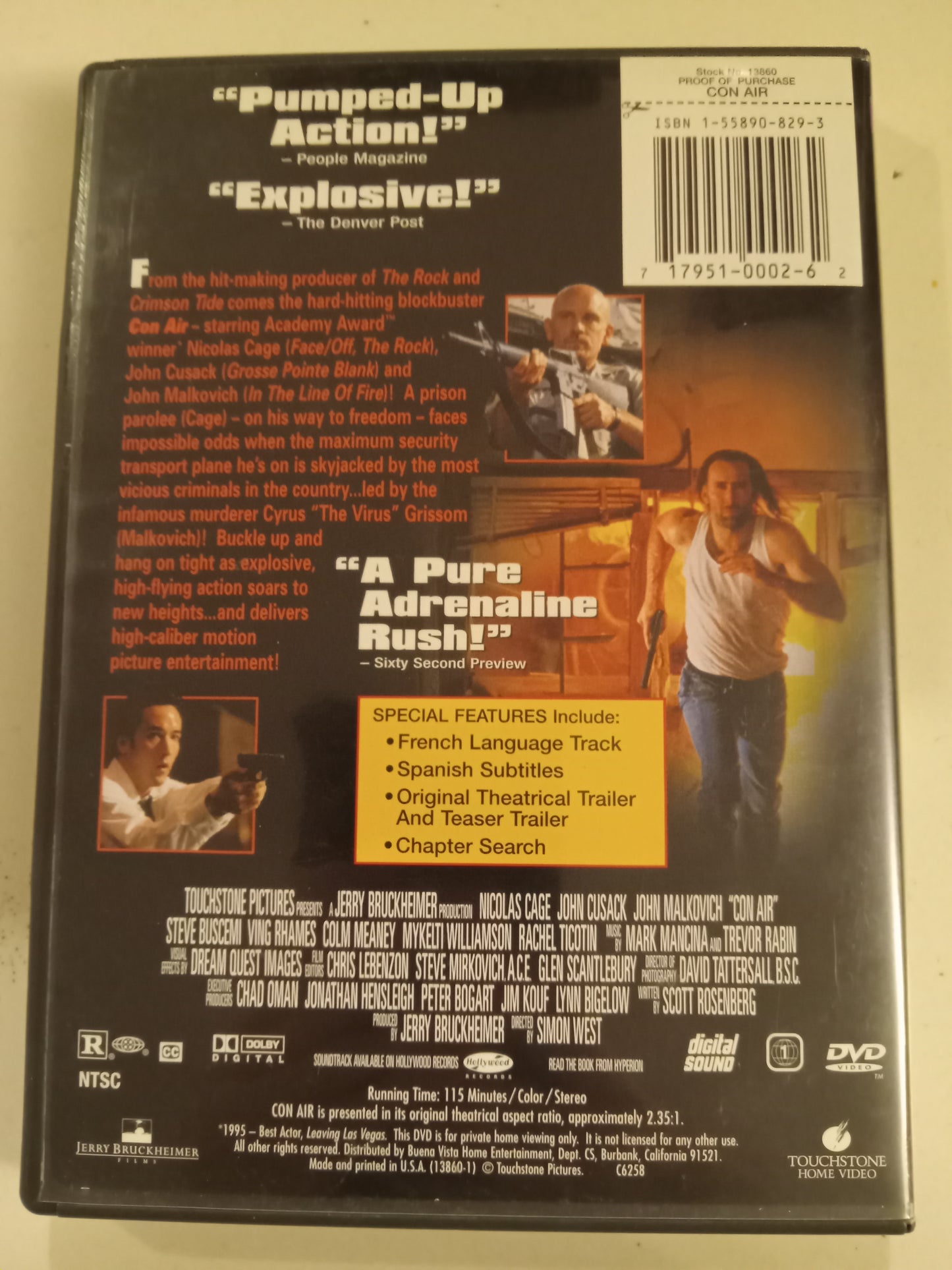 Con Air, DVD Movie, Nicholas Cage Widescreen, Rated R, NEW/USED