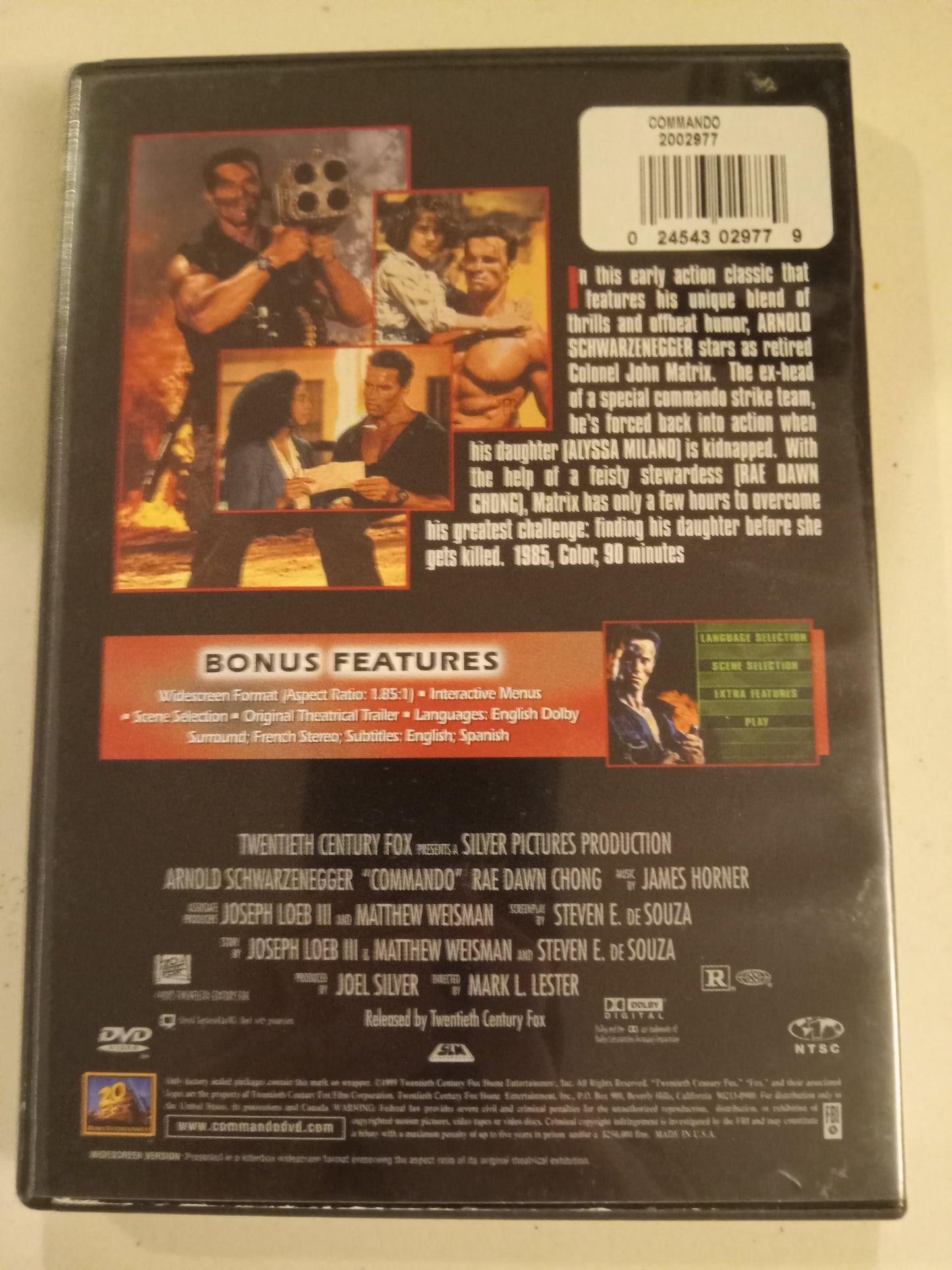 Commando, DVD Movie, Arnold Schwarzenegger Widescreen, Rated R, USED