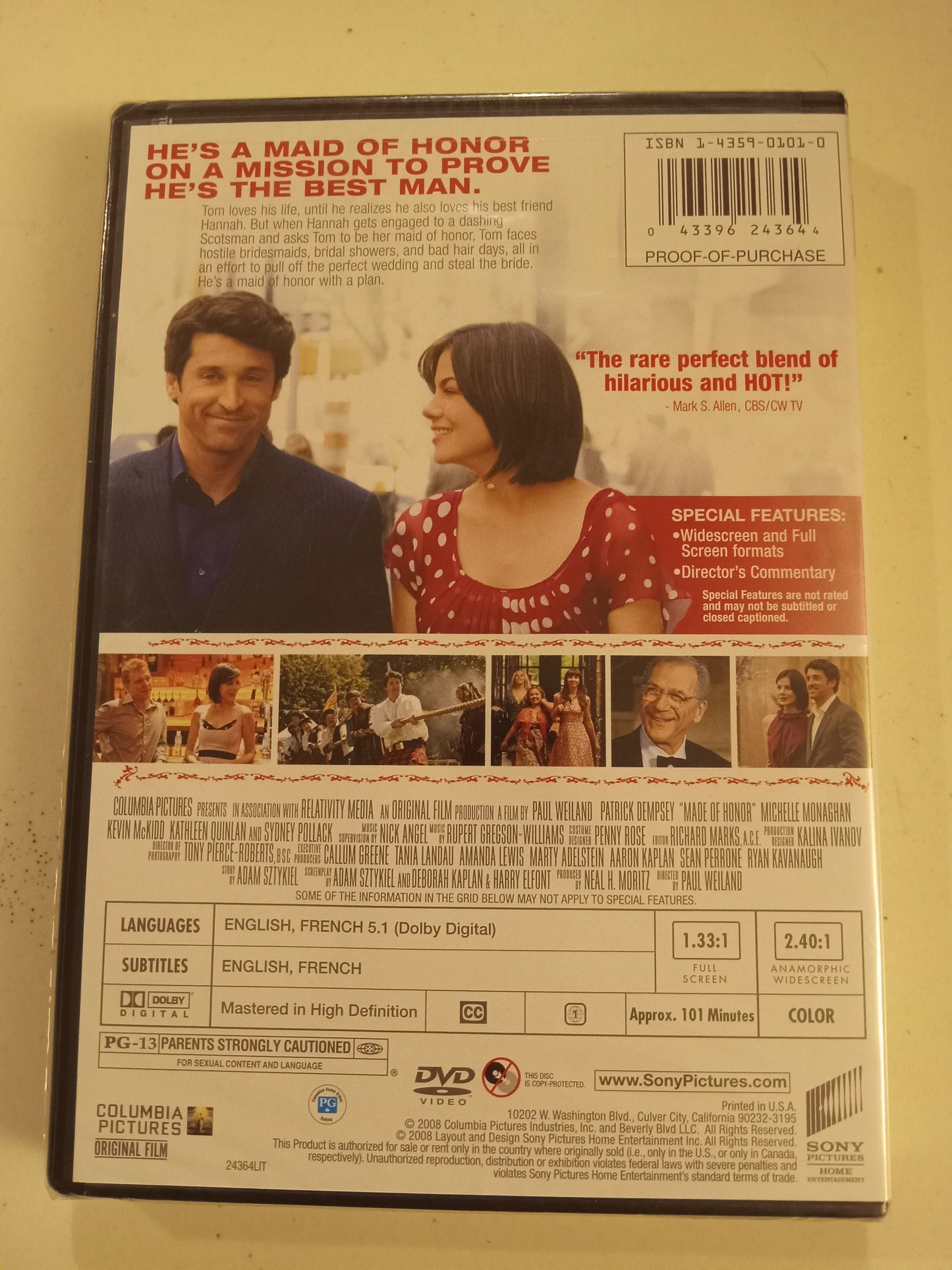 Made Of Honor, DVD Movie, Patrick Dempsey Widescreen & Fullscreen, Rated PG-13, NEW/USED