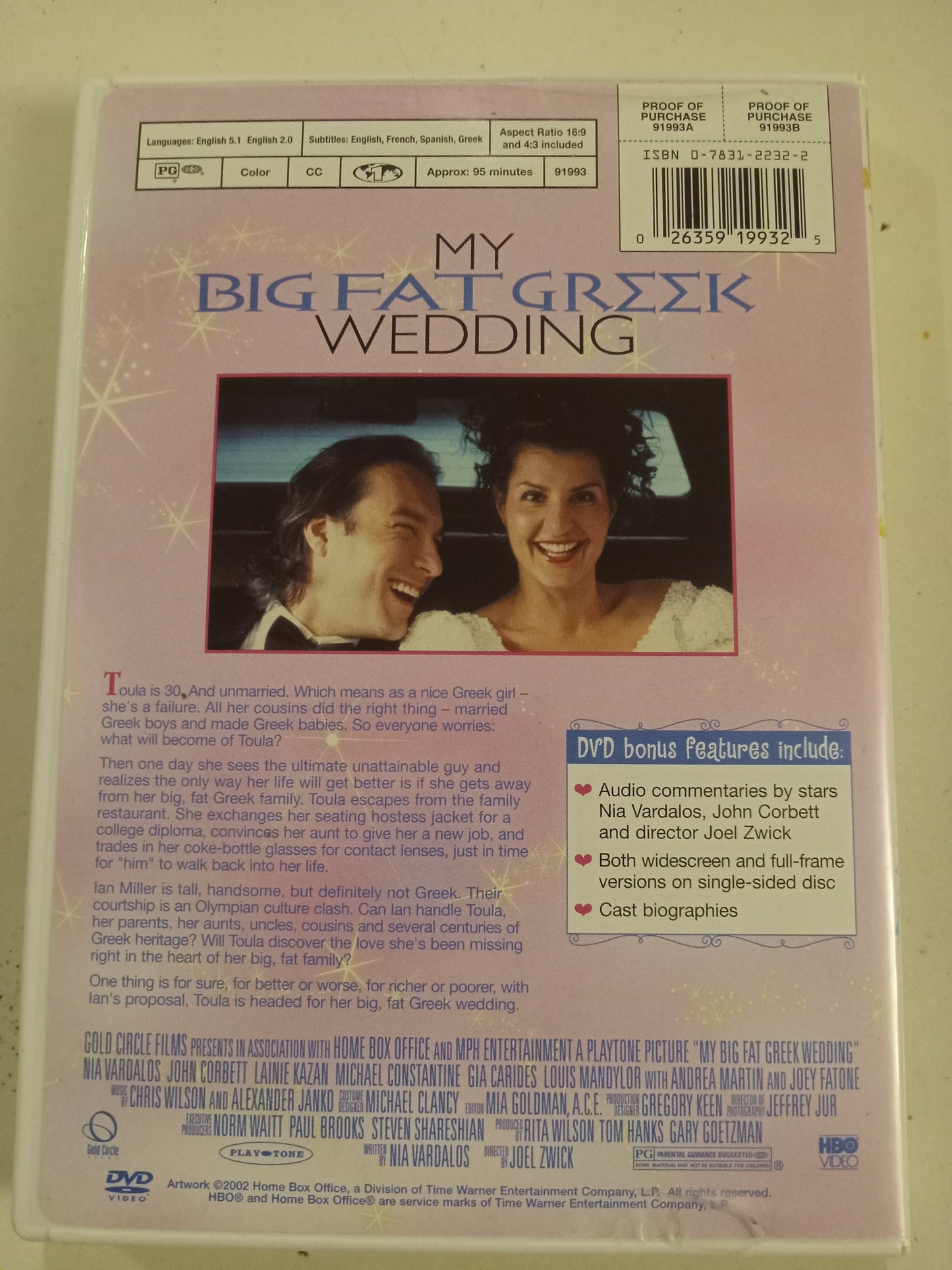 My Big Fat Greek Wedding, DVD Movie, Nia Vardalos Fullscreen&Widescreen, Rated PG, NEW/USED