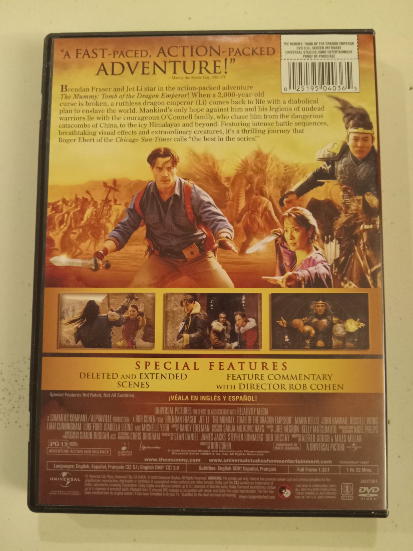 The Mummy Tomb Of The Dragon Emperor, DVD Movie, Brendan Fraser Widescreen/Fullscreen, 2 Disc Deluxe Ed. Rated PG-13, NEW/USED