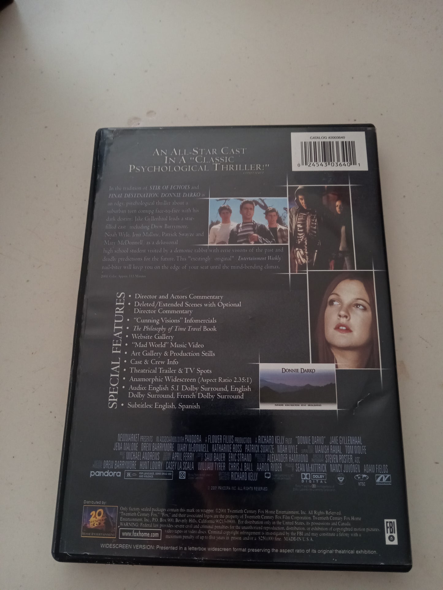 Donnie Darko, DVD Movie, Patrick Swayze Widescreen, Rated R, USED