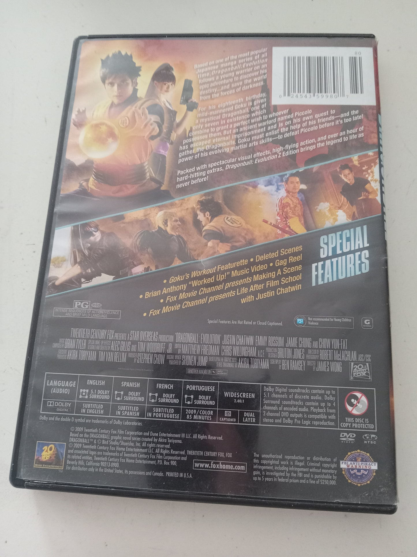 Dragonball Evolution Z Edition, DVD Movie, Justin Chatwin Widescreen, Rated PG, USED