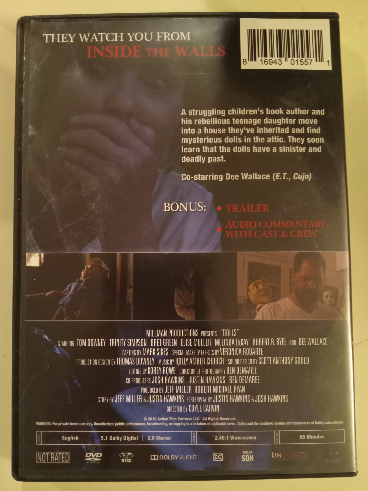Dolls, DVD Movie, Tom Downey Widescreen, Not Rated, USED