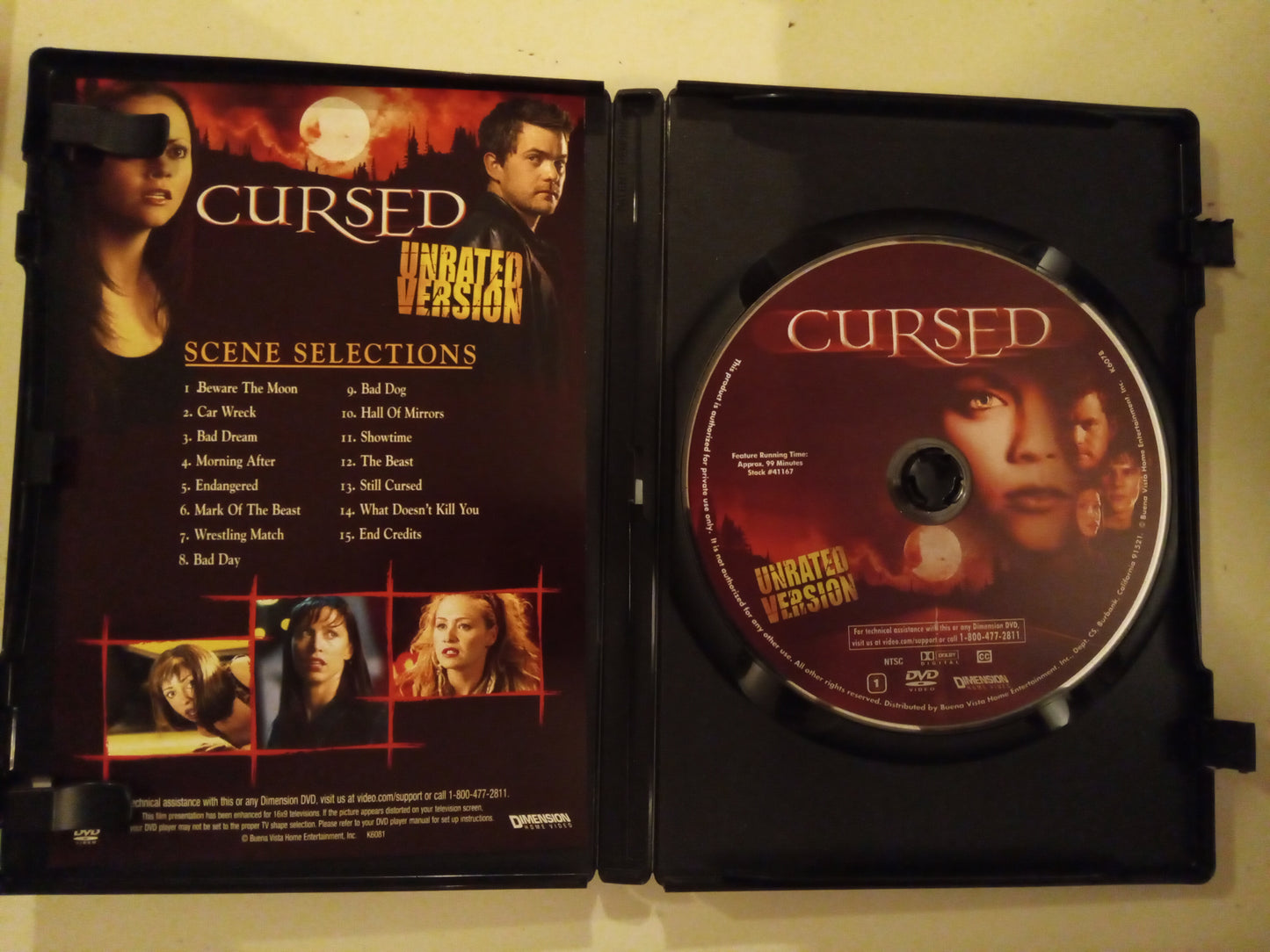 Cursed, DVD Movie, Christina Ricci Widescreen, Not Rated, USED