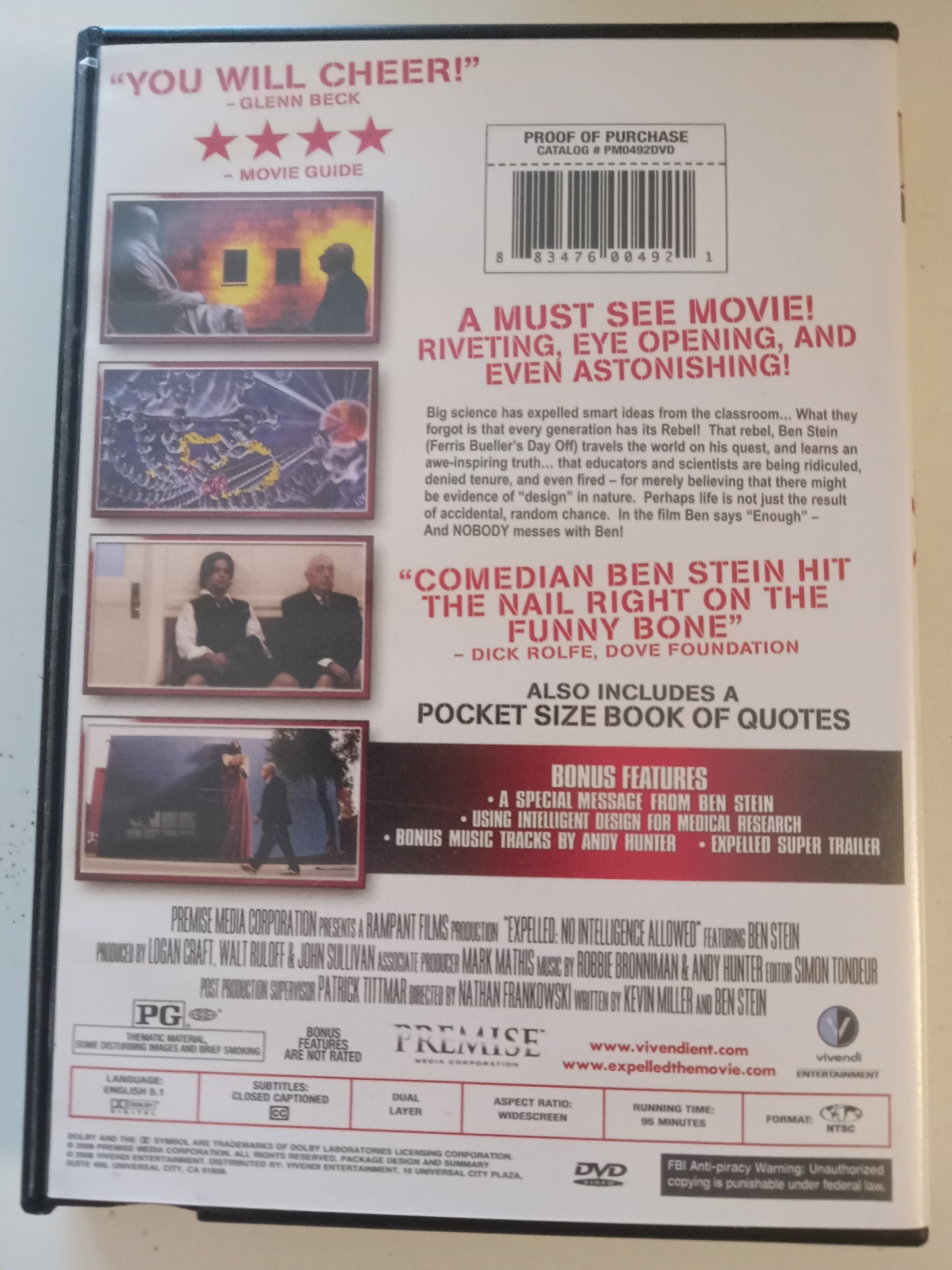 Expelled, DVD Movie, Ben Stein Widescreen, Rated PG, USED