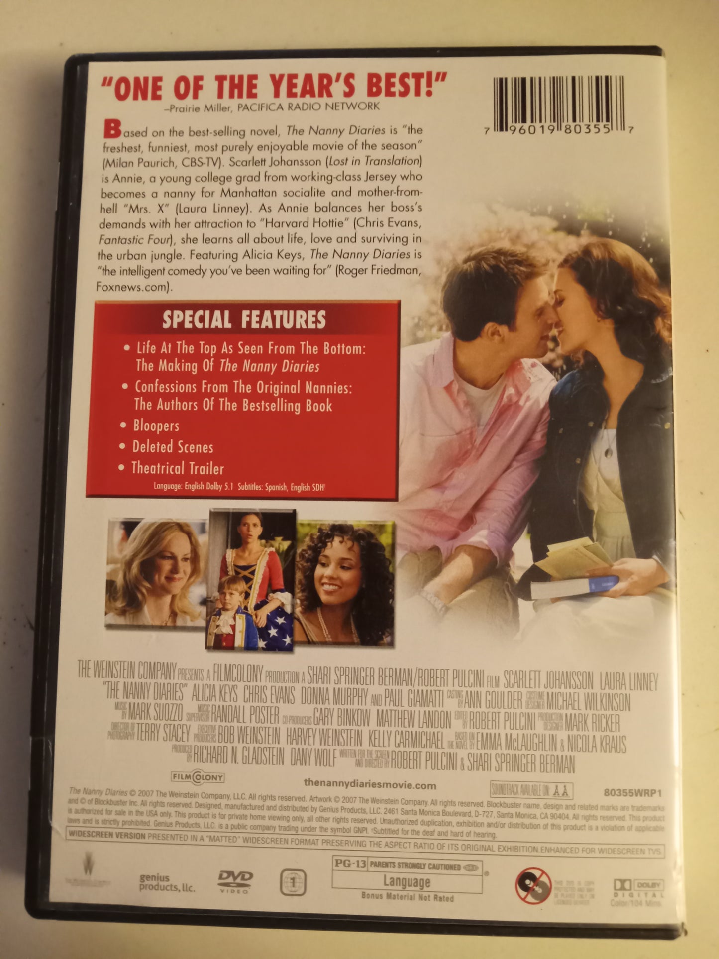 Nanny Diaries, DVD Movie Scarlett Johansson Widescreen/Fullscreen, Rated PG-13, USED