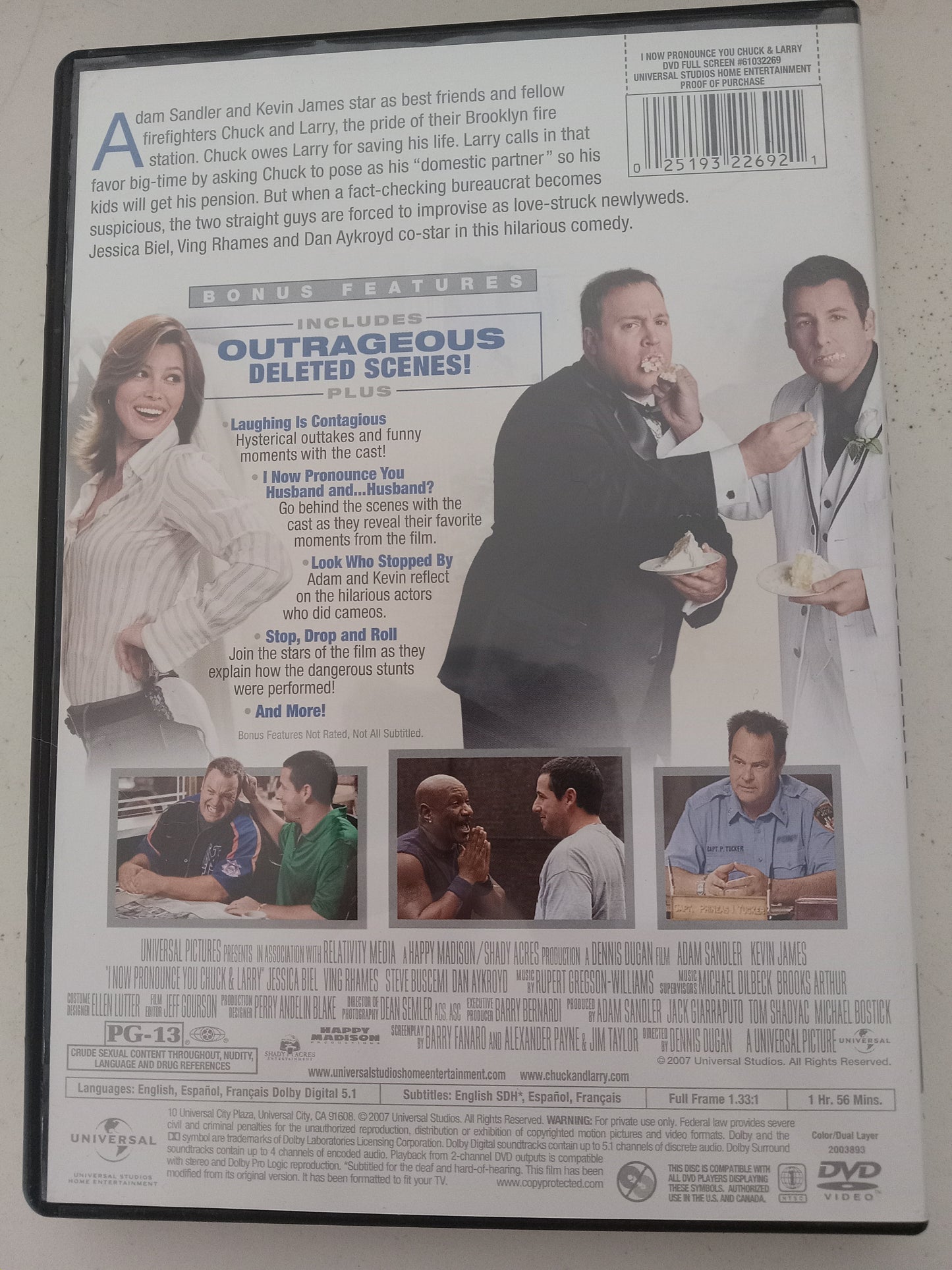 I Now Pronounce You Chuck And Larry, DVD Movie, Adam Sandler Fullscreen/Widescreen, Rated PG-13, USED