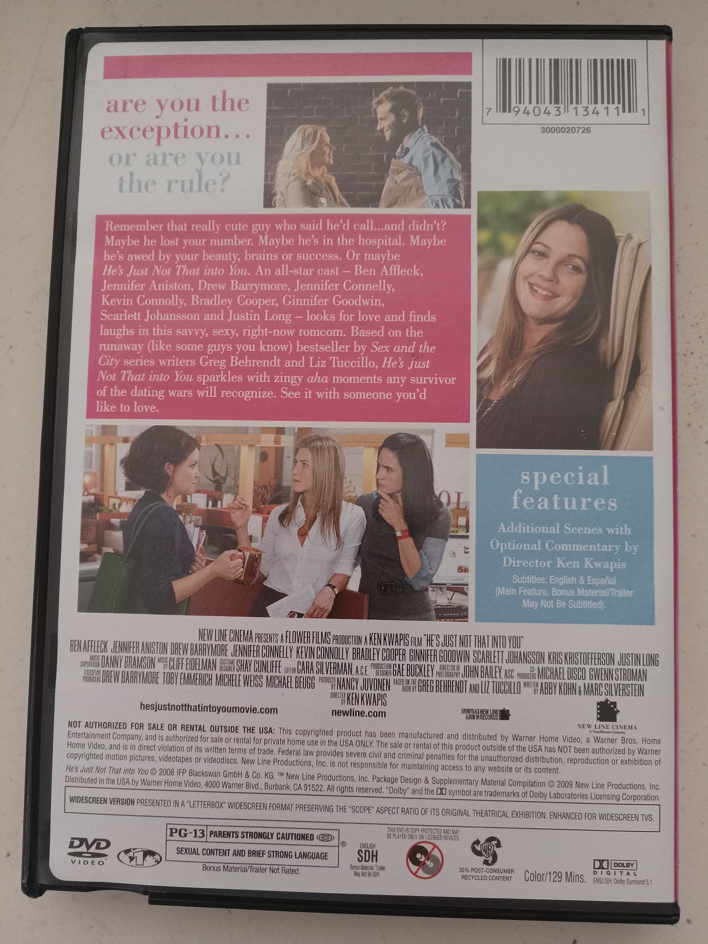 He's Just Not That Into You, DVD Movie, Ben Affleck Widescreen, Rated PG-13, USED