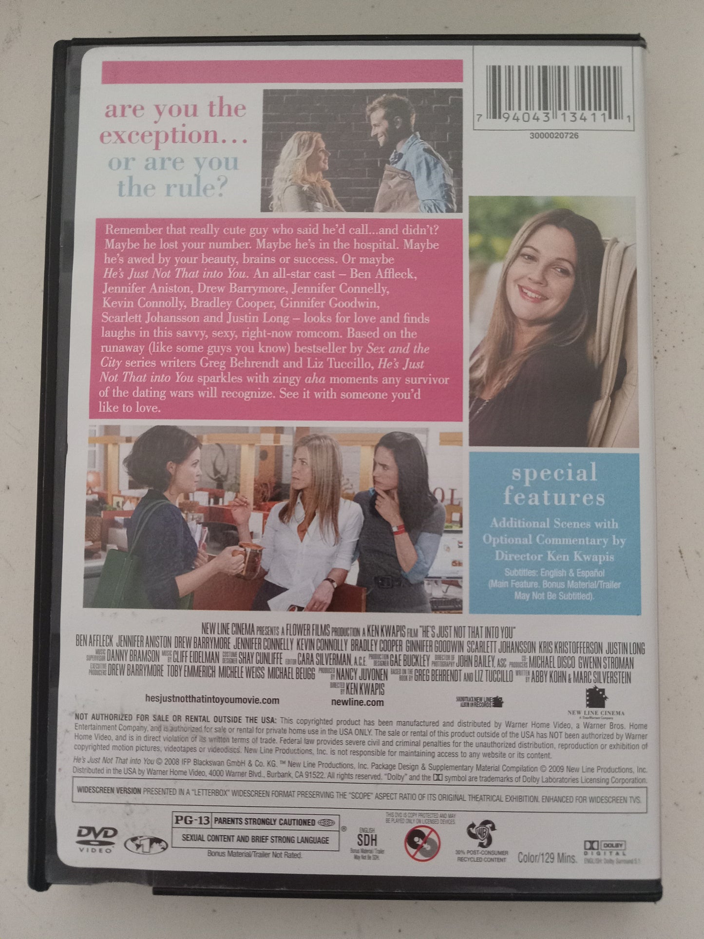 He's Just Not That Into You, DVD Movie, Ben Affleck Widescreen, Rated PG-13, USED