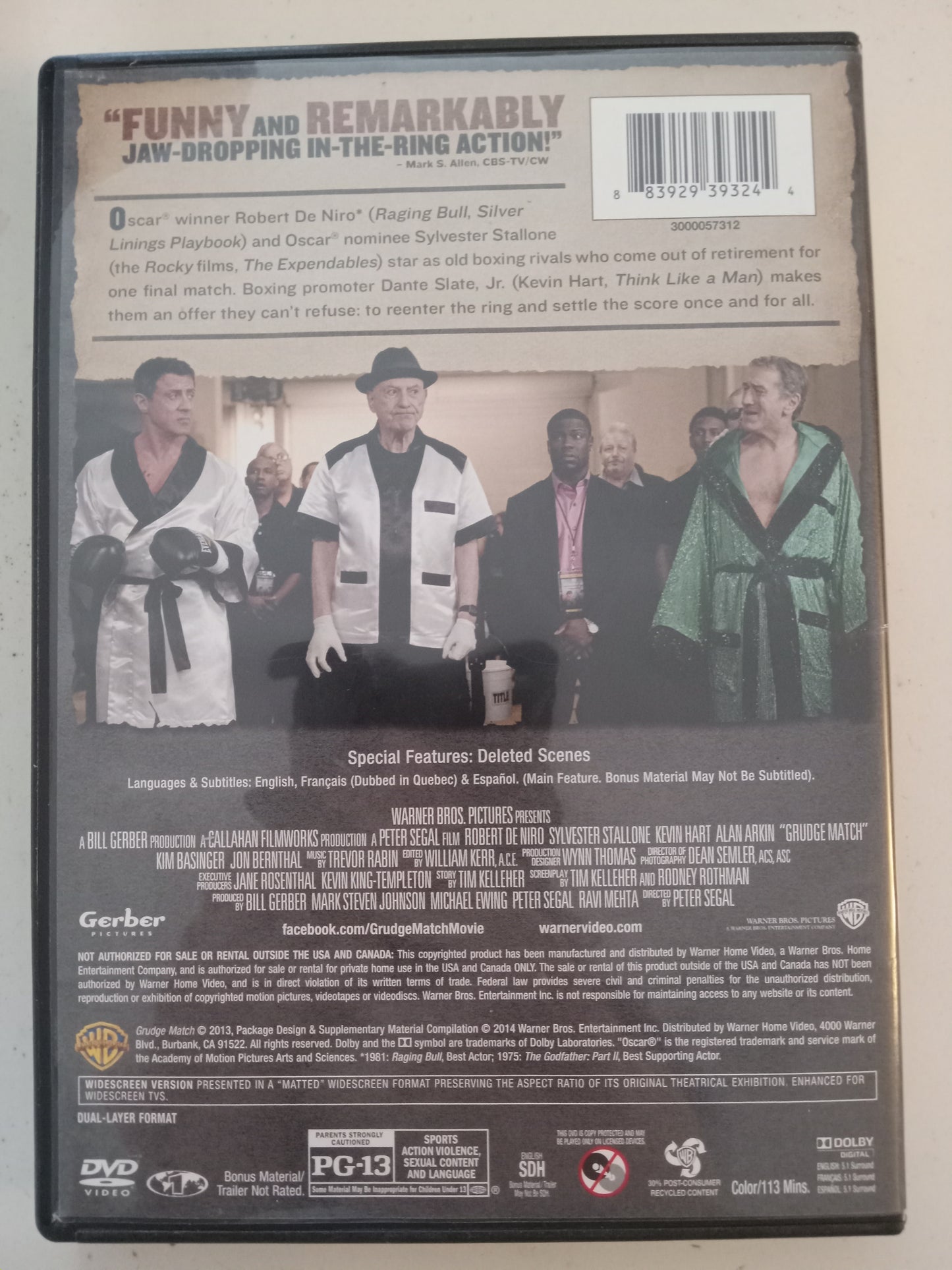 Grudge Match, DVD Movie, Sylvester Stallone Widescreen, Rated PG-13, USED