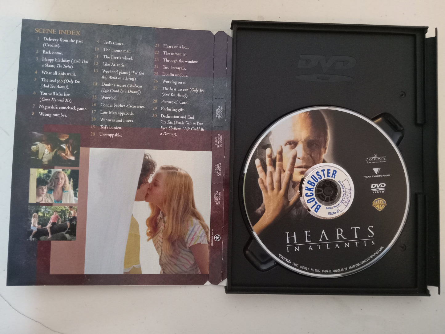 Hearts In Atlantis, DVD Movie, Anthony Hopkins Widescreen, Rated PG-13, USED
