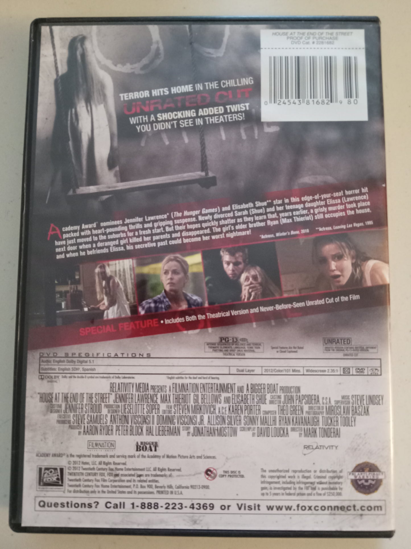 House At The End Of The Street, DVD Movie, Jennifer Lawrence Widescreen Not Rated, USED
