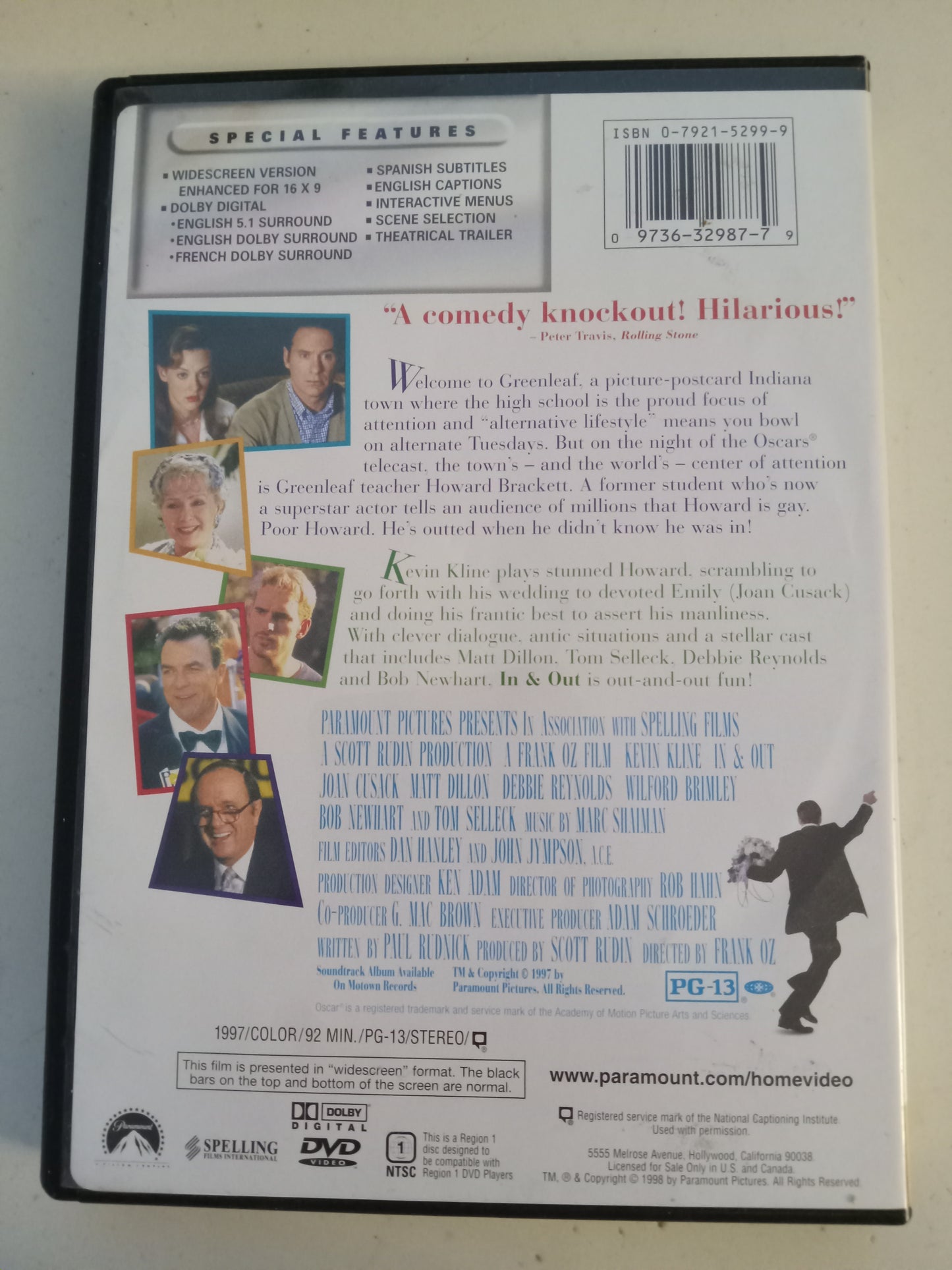 In And Out, DVD Movie, Kevin Kline Widescreen, Rated PG-13, USED