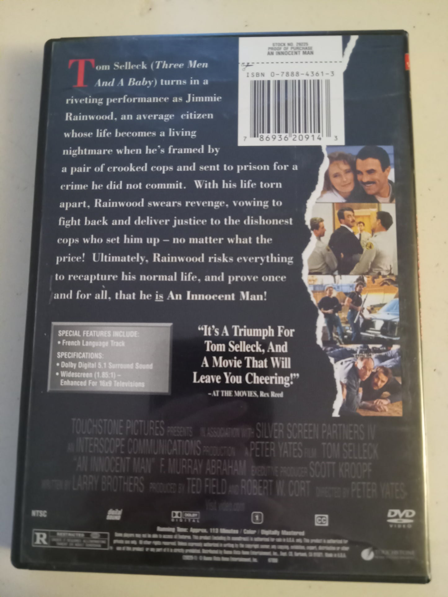 An Innocent Man, DVD Movie, Tom Selleck Widescreen, Rated R, USED