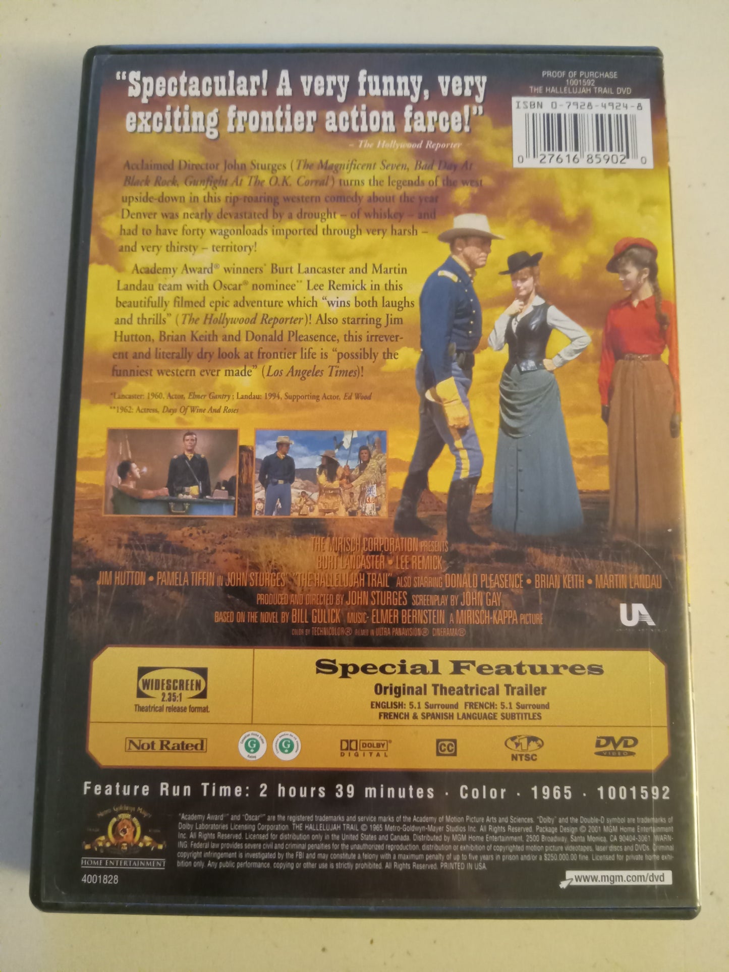 The Hallelujah Trail, DVD Movie, Burt Lancaster Widescreen, Not Rated, USED