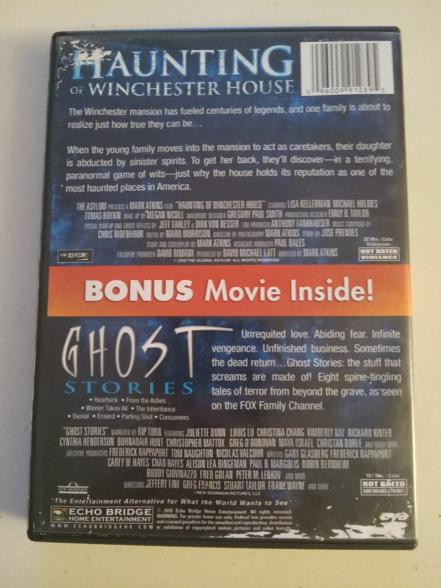 Haunting Of Winchester House, & Ghost Stories, 1 DVD 2 Movies, Lisa Kellerman Widescreen, Not Rated, USED