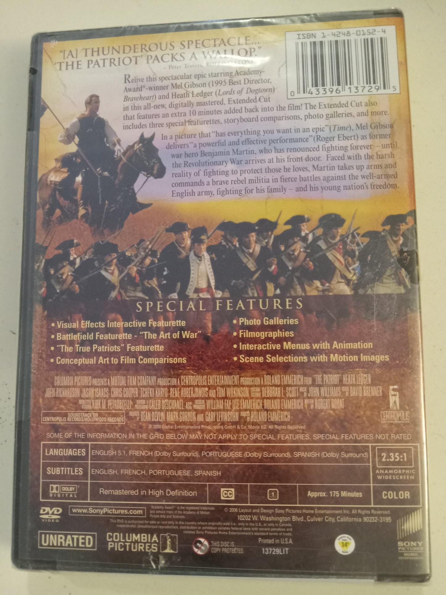The Patriot, DVD Movie Extended Cut/Special Ed., Mel Gibson Widescreen, Rated R, NEW/USED