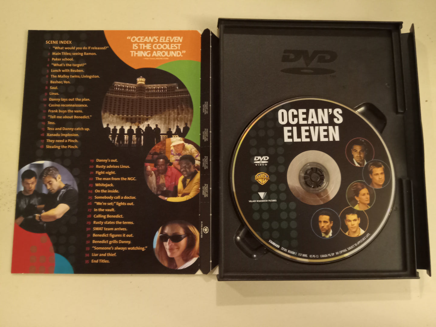 Ocean's Eleven, DVD Movie, George Clooney Fullscreen/Widescreen, Rated PG-13, USED