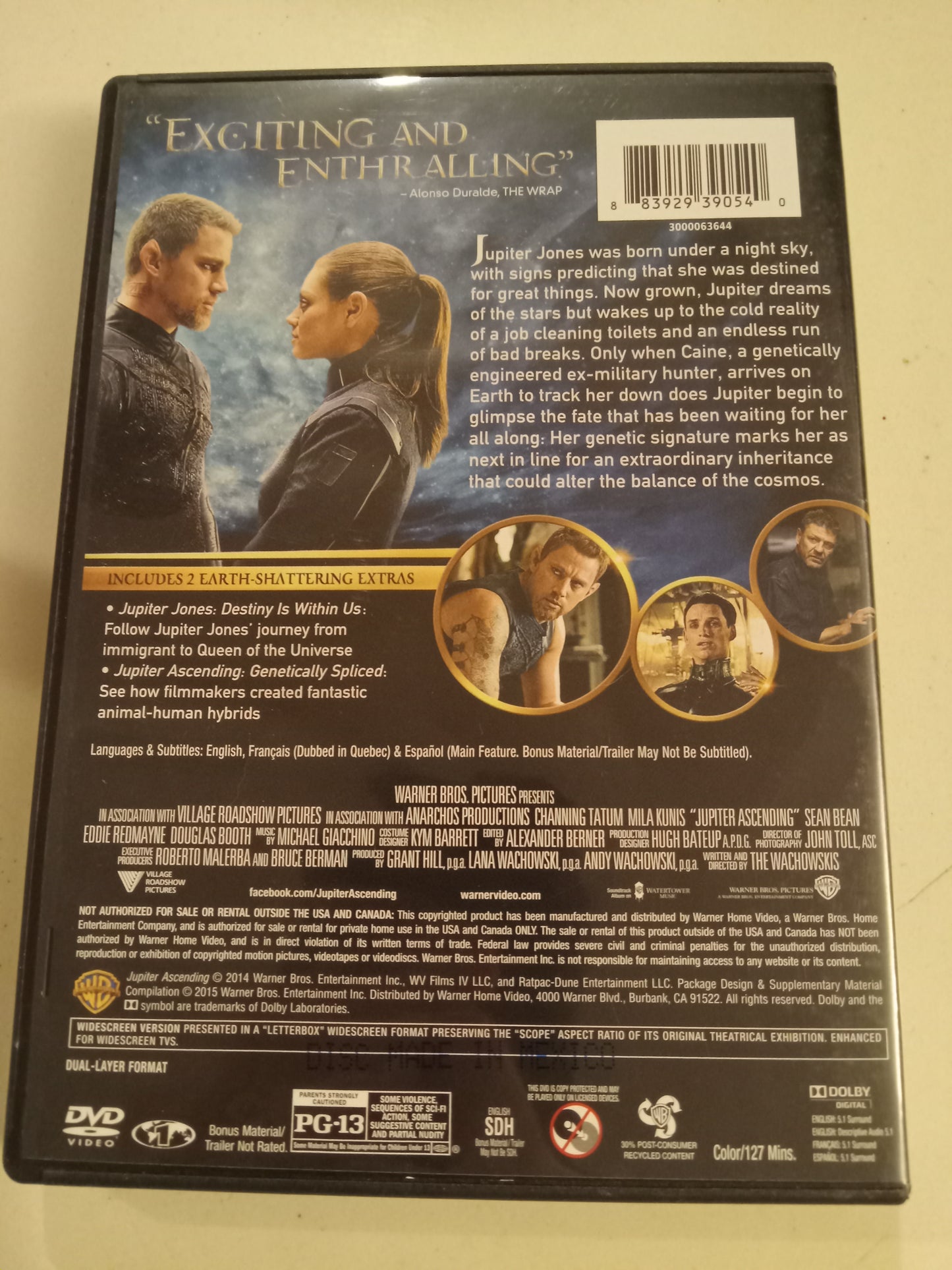 Jupiter Ascending, DVD Movie, Channing Tatum Widescreen, Rated PG-13, USED