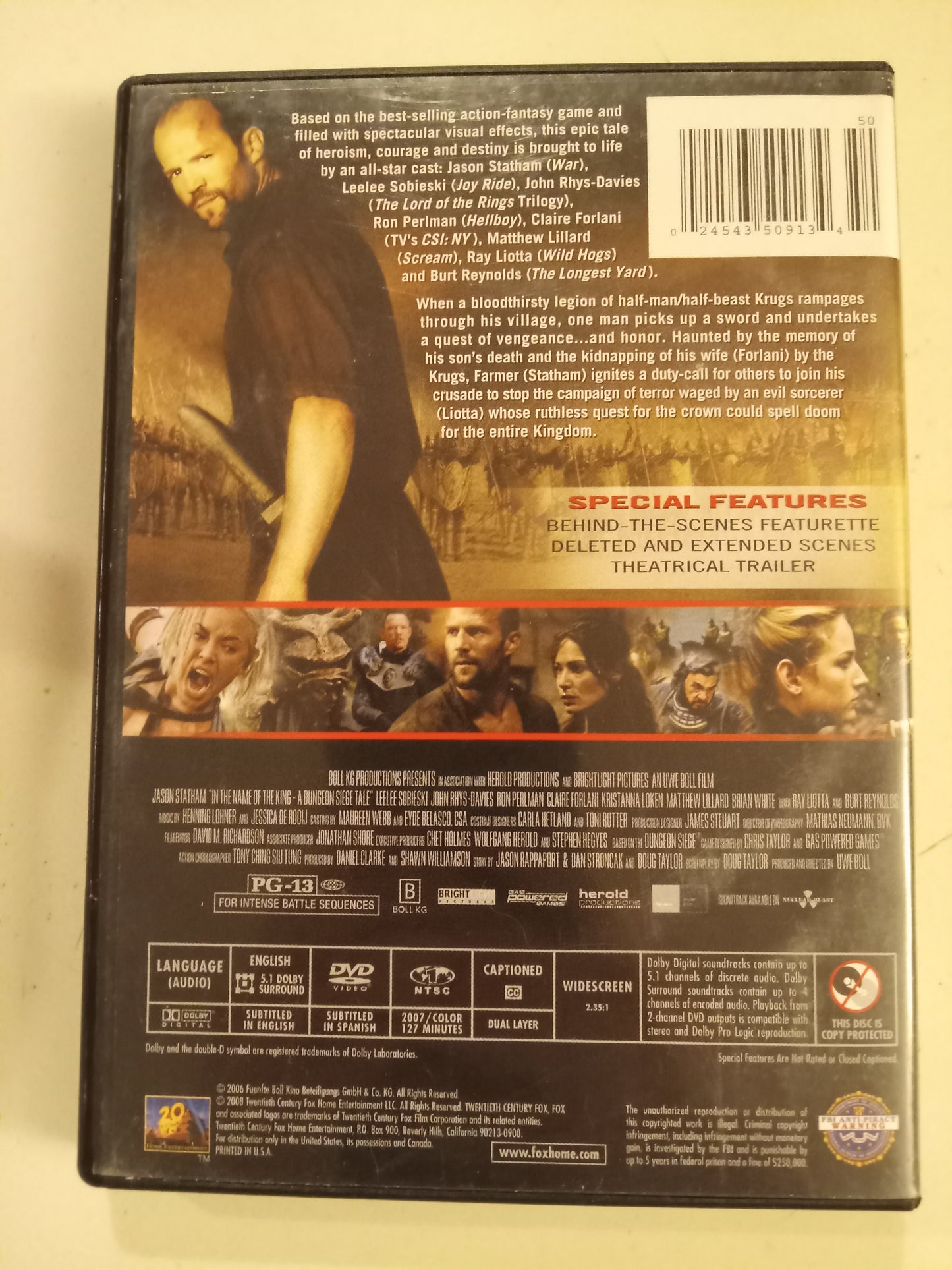 In The Name Of The King, DVD Movie, Jason Statham Widescreen, Rated PG-13, USED