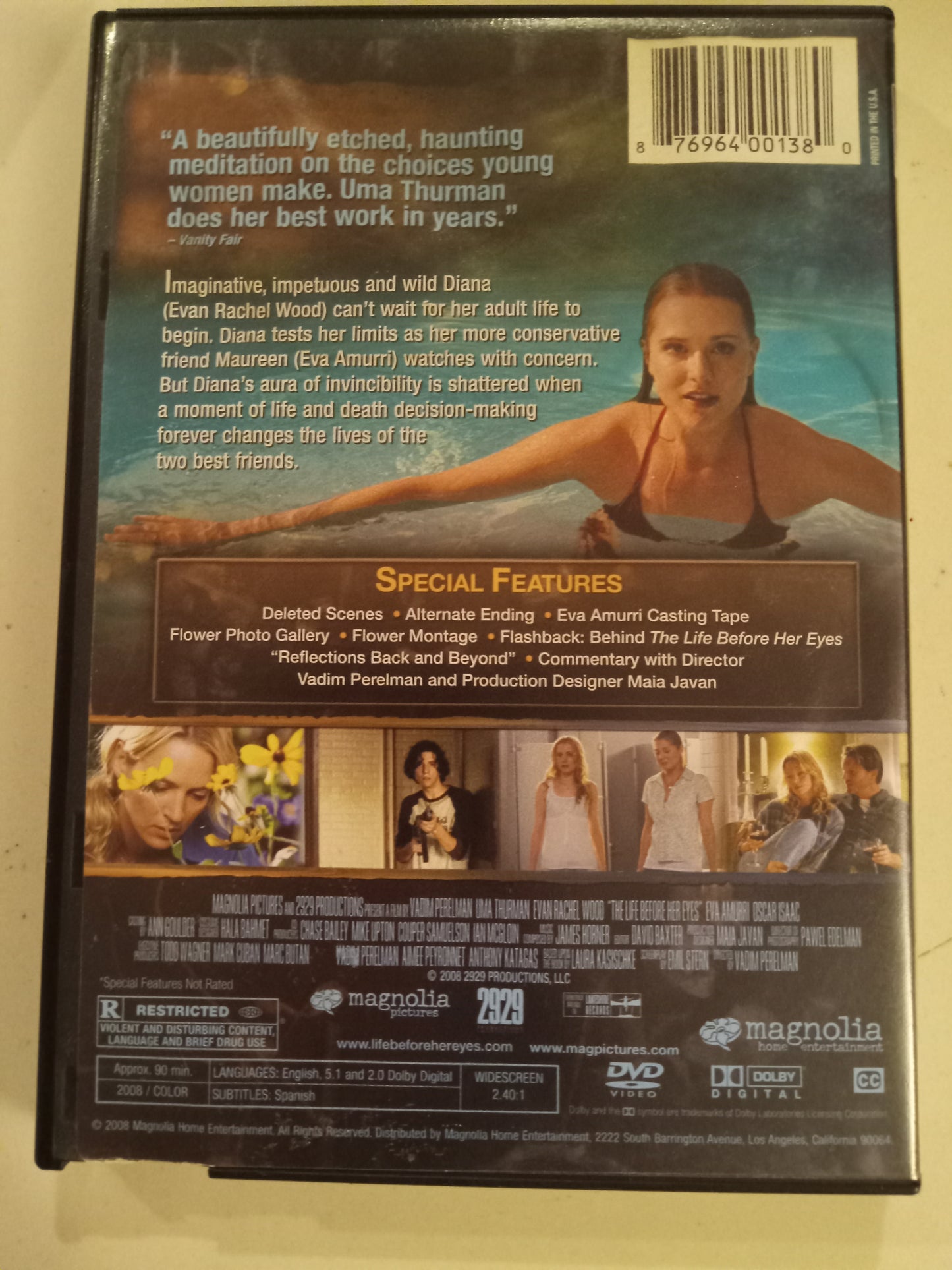 The Life Before Her Eyes, DVD Movie, Uma Thurman Widescreen, Rated R, USED
