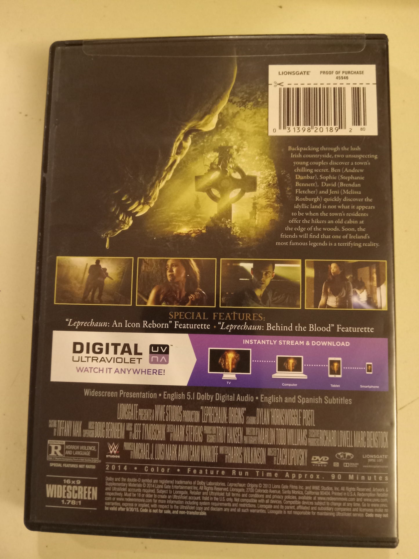 Leprechaun Origins, DVD Movie, Andrew Dunbar Widescreen, Rated R, LIKE NEW