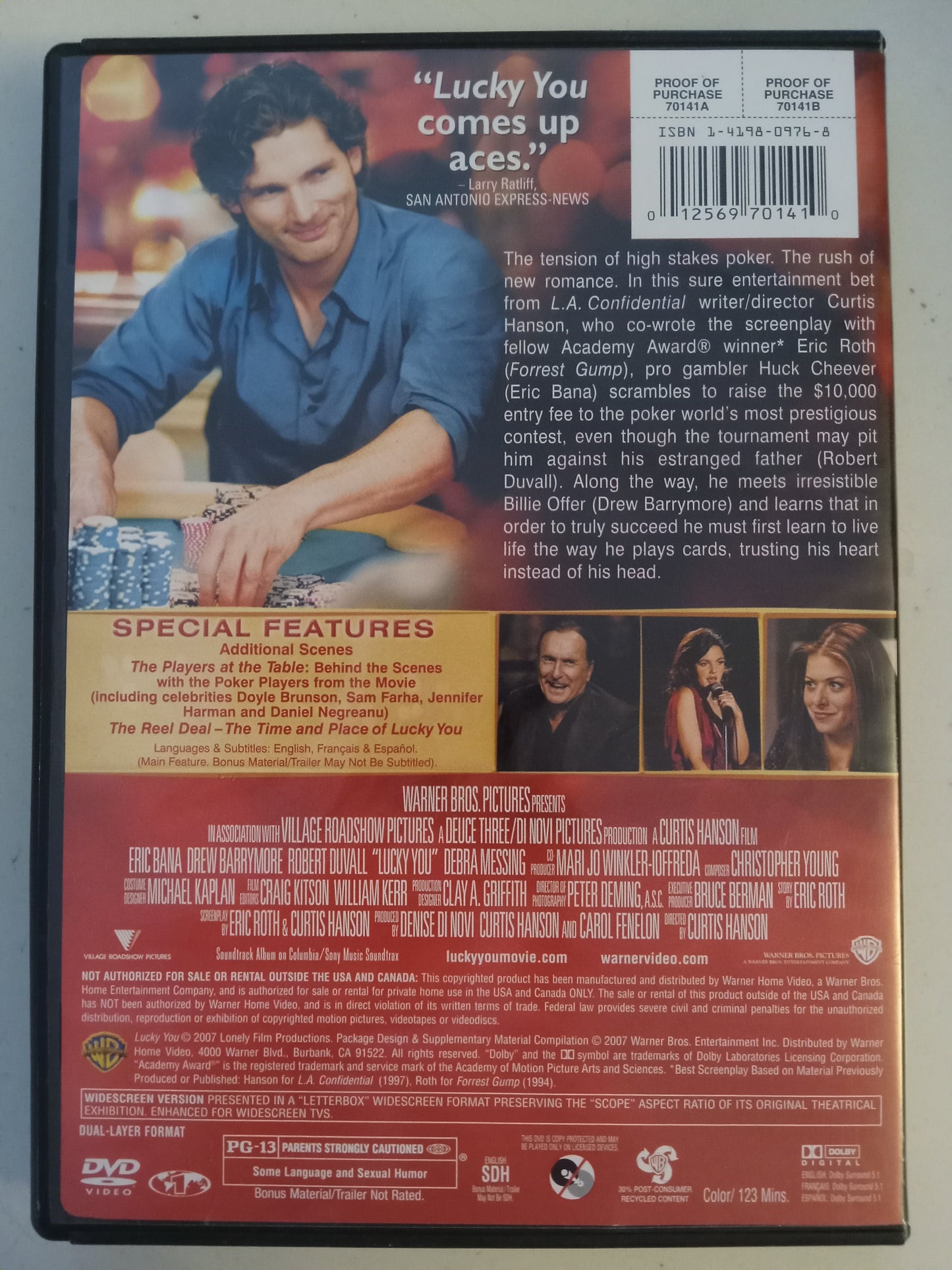 Lucky You, DVD Movie, Drew Barrymore Widescreen, Rated PG-13, USED